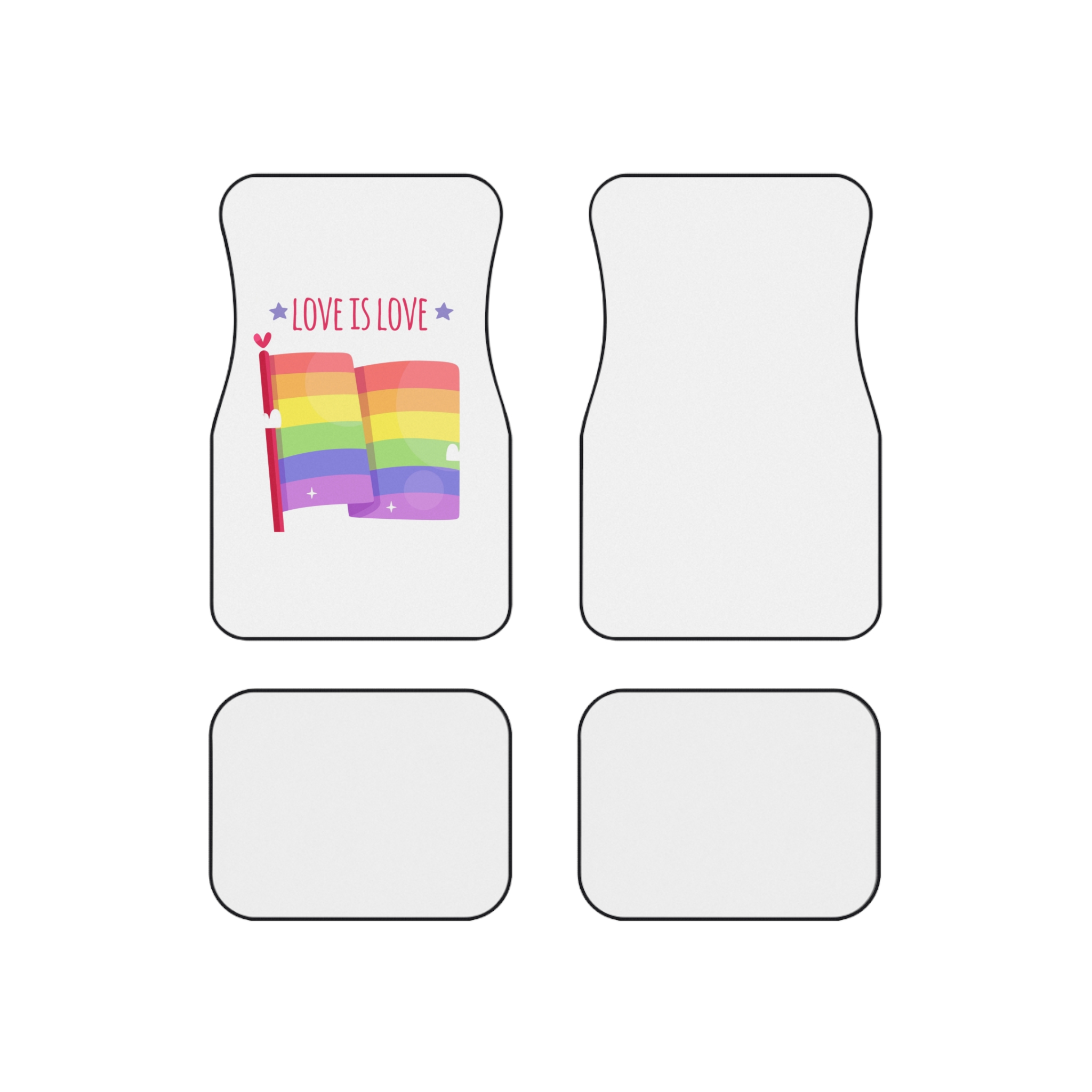 Pride Day Flag With Love Car Mats Set Of 4
