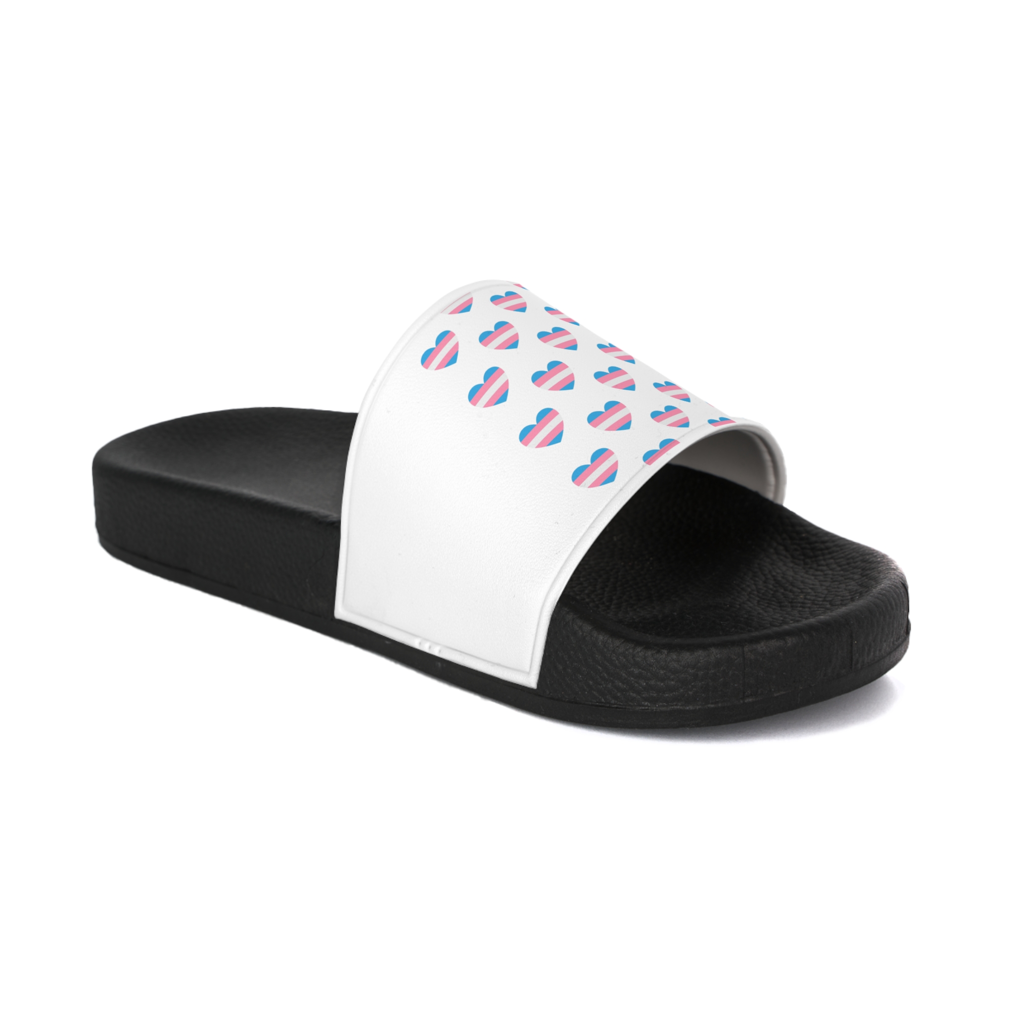 Vector Seamless Pattern Trans Lgbt Flag Heart Mens Slide Sandals - Image 2