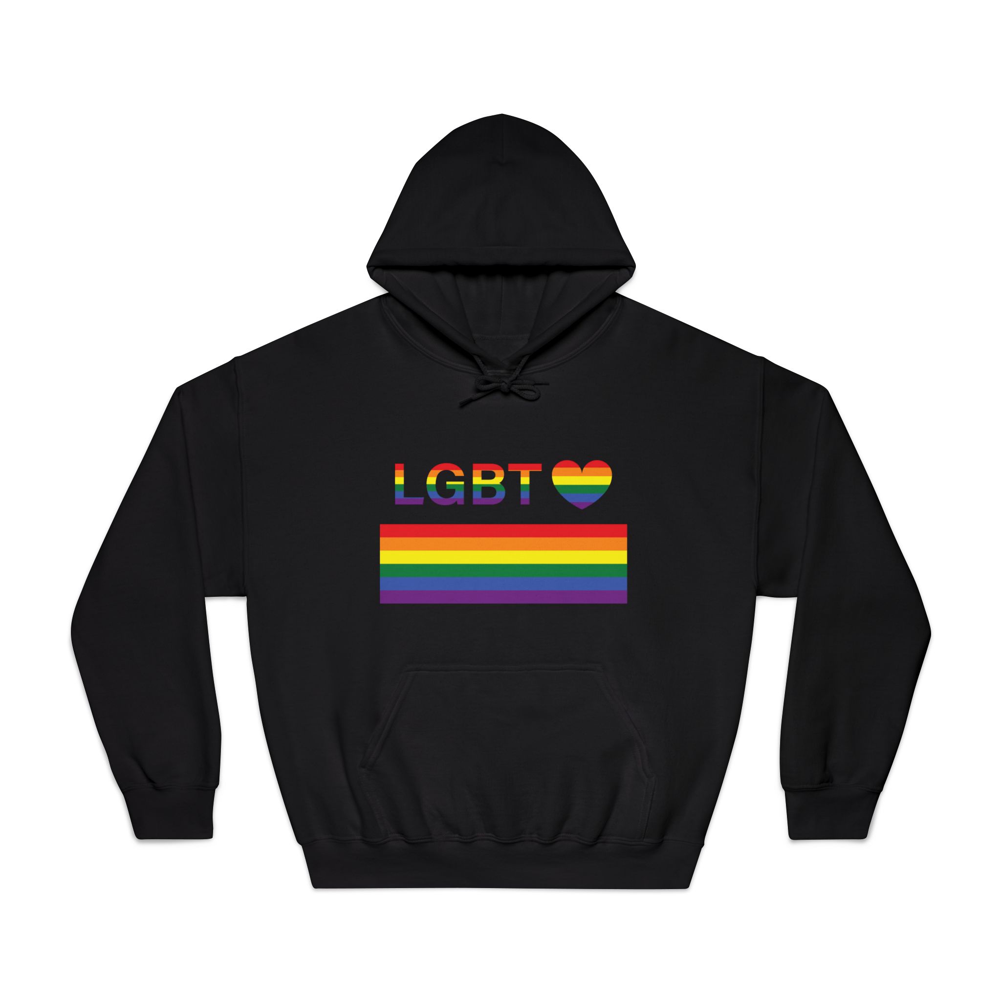 Lgbt Word Text Letter With Heart Rainbow Color Flag Isolated White Background Vector Illustration Unisex Dryblend Hooded Sweatshirt - Image 9