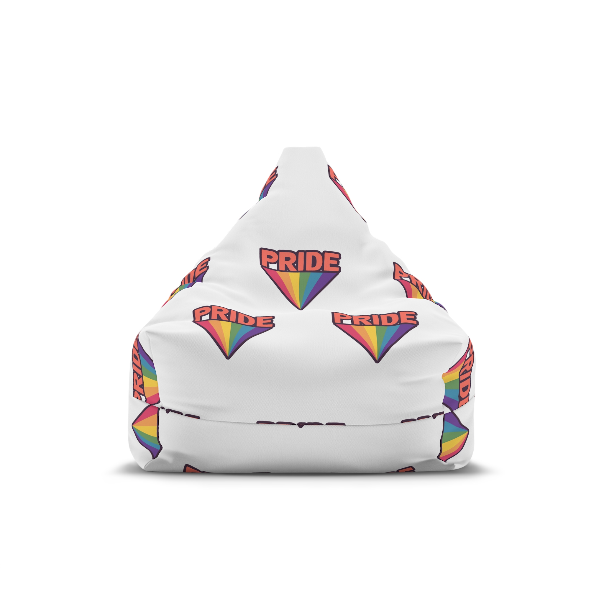 Pride Text With Rainbow Flag Badge Lgbt Symbol Gay Lesbian Bisexual Trans Queer Love Symbol Bean Bag Chair Cover