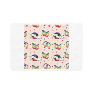 Rainbow Pride Seamless Pattern With Love Symbols Hand Drawn Style Pet Food Mat 12x18