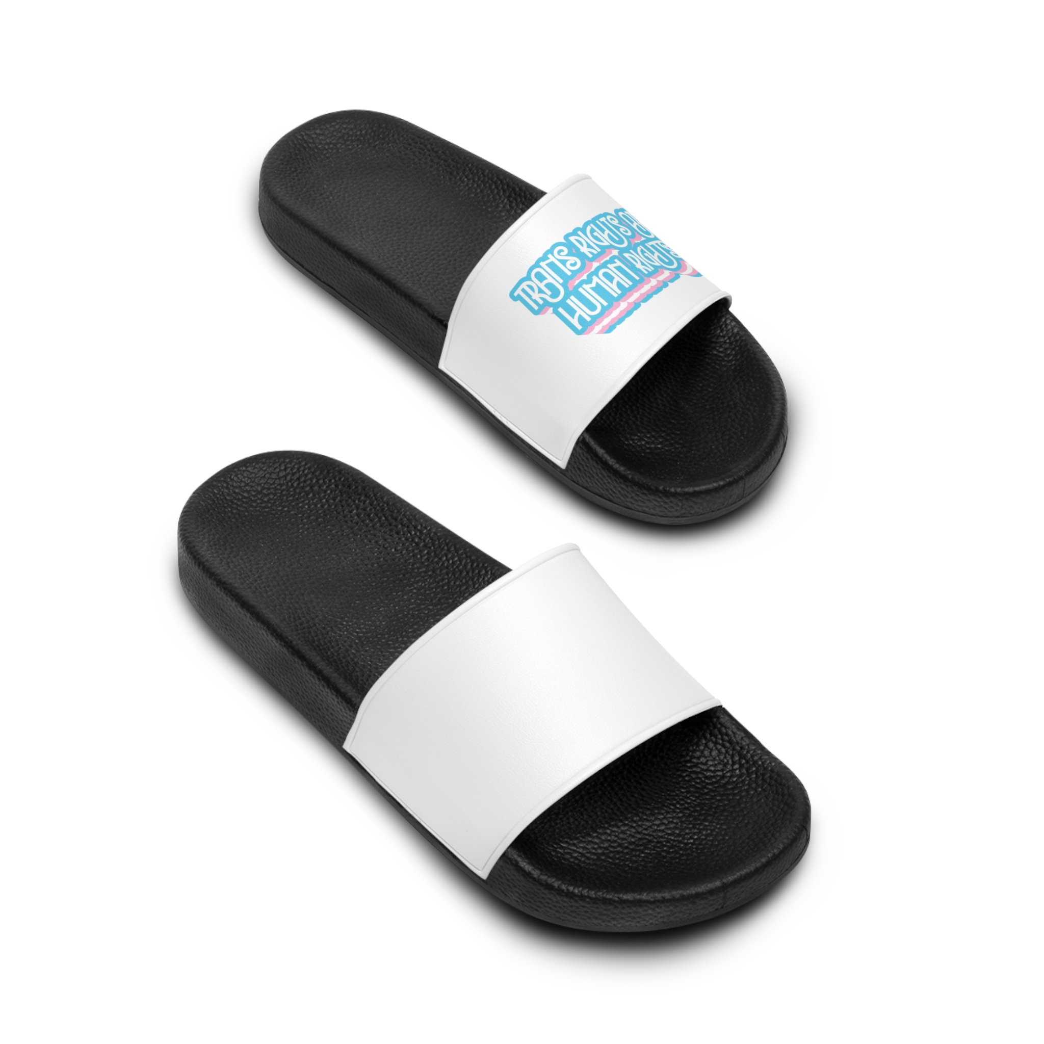 Pride Day Lettering With Human Rights Mens Slide Sandals - Image 4
