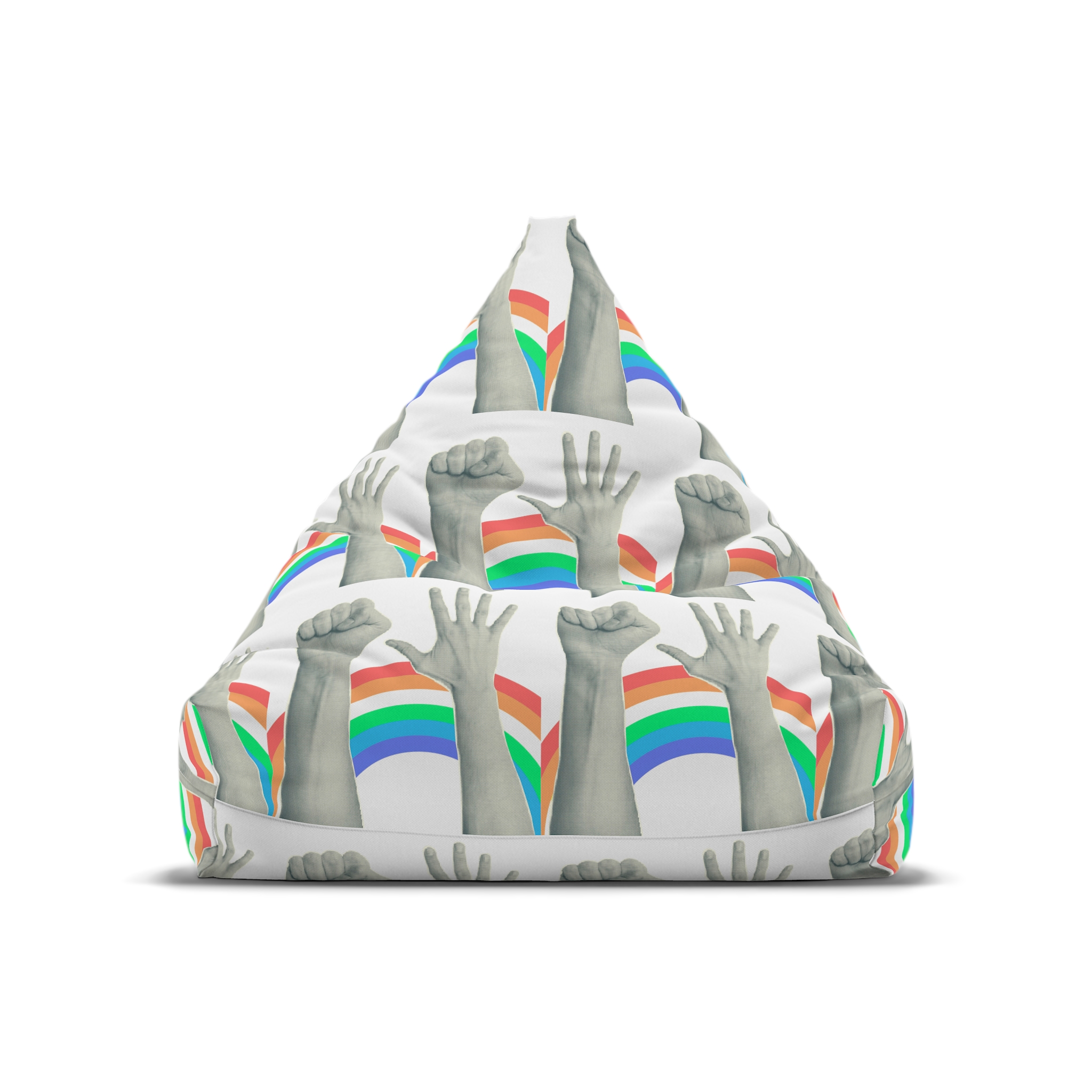 Trendy Collage With Hand Gestures Cutout Shapes Symbol Win Like Punk Grunge Halftone Retro Banner Poster Design Concept Protest Confrontation Pride Lgbt Month Vector Illustration Bean Bag Chair... - Image 5