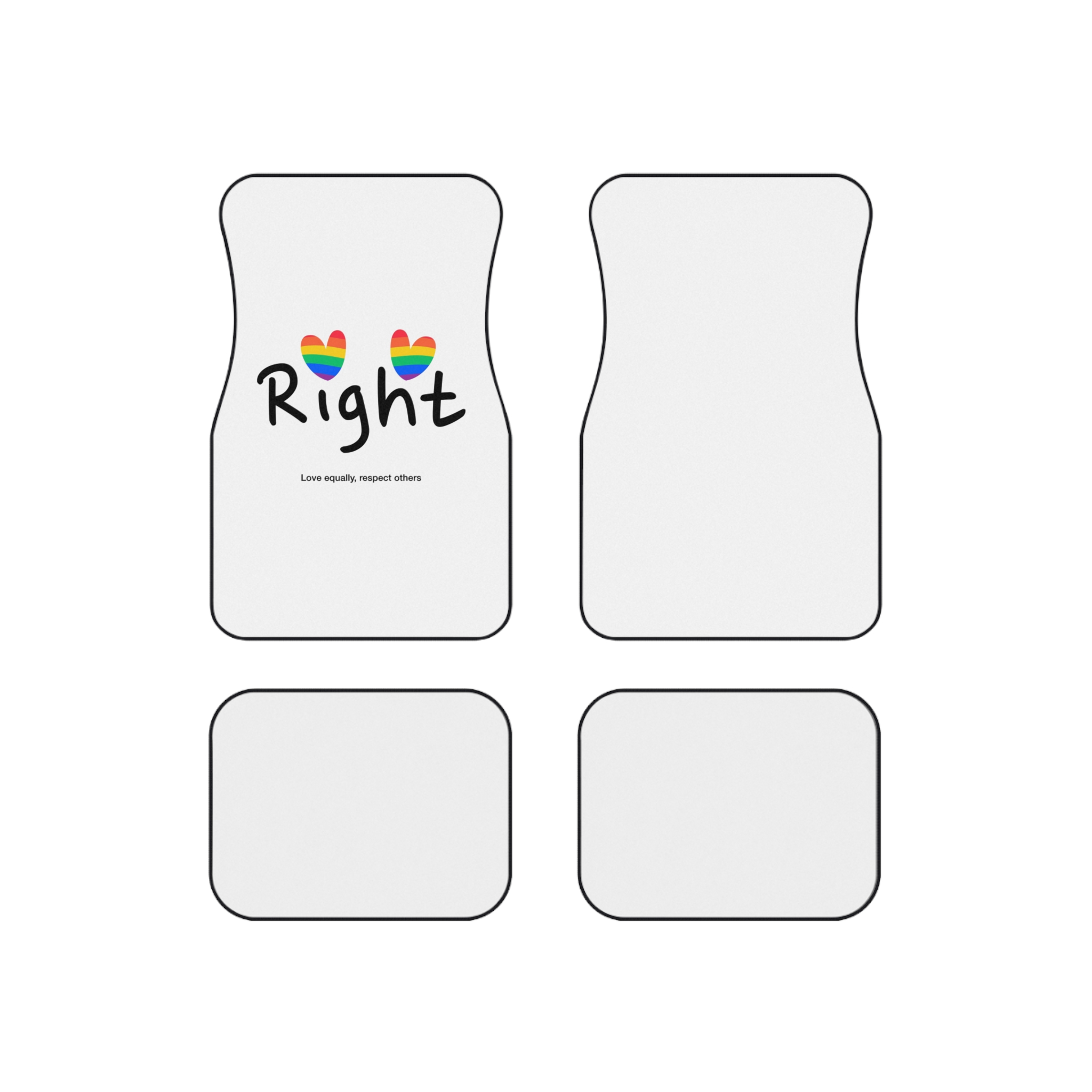 Love Letter Pride Rainbow Lettering Text Writing Pattern Freedom Love Heart Homo Colors Flag Parade(1) Car Mats Set Of 4