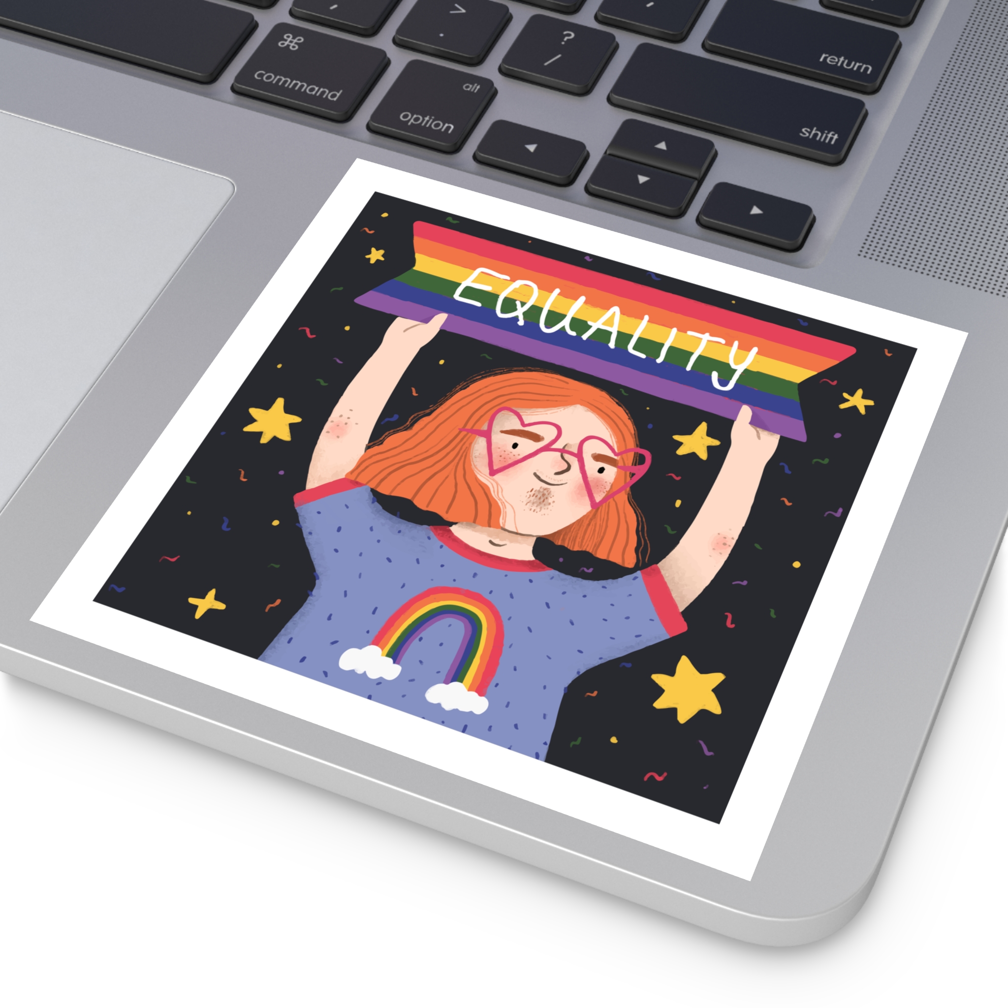 Pride Day Concept Equality Message Laminate Stickers Square - Image 43