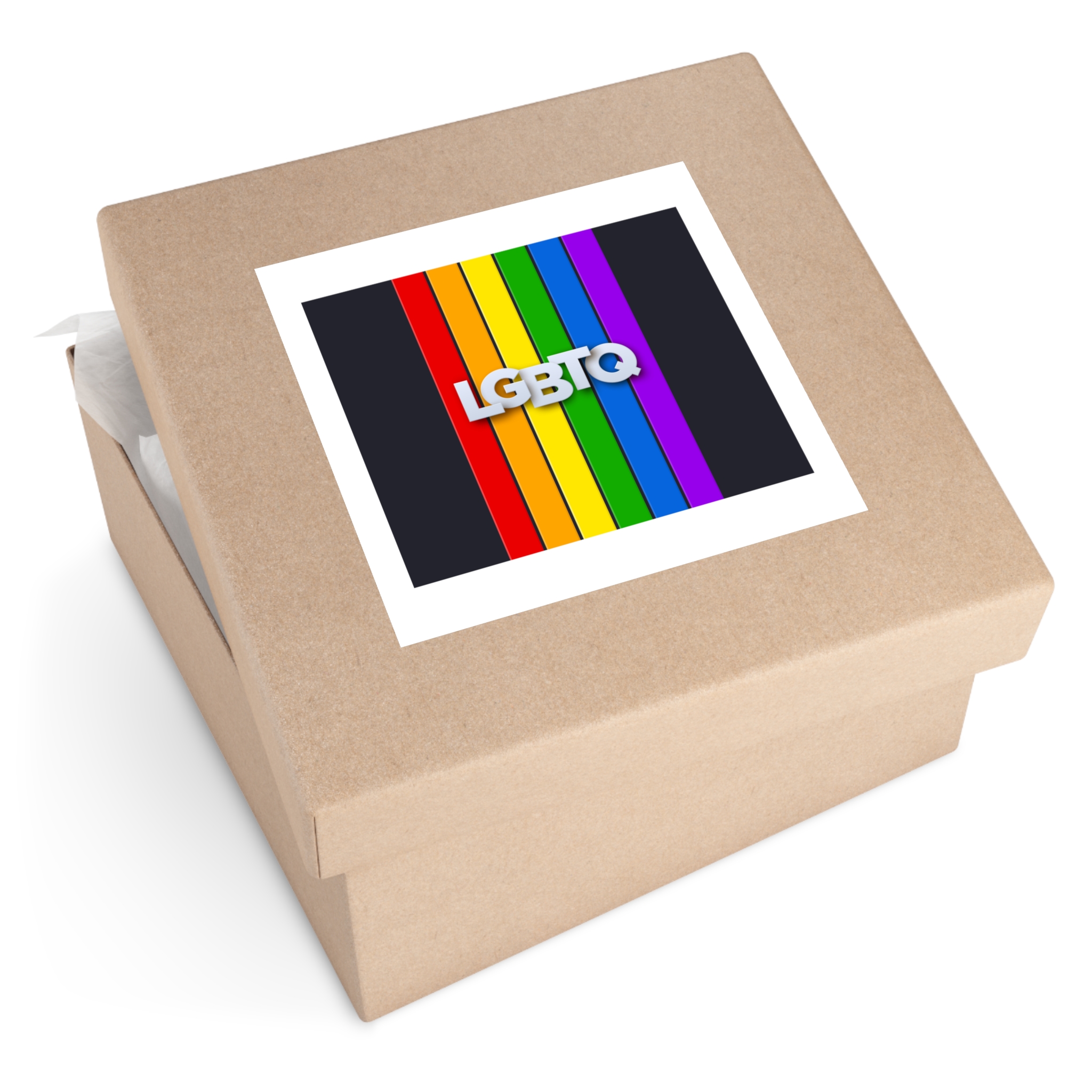 Lgbtq Paper Sign Rainbow Flag Laminate Stickers Square - Image 51