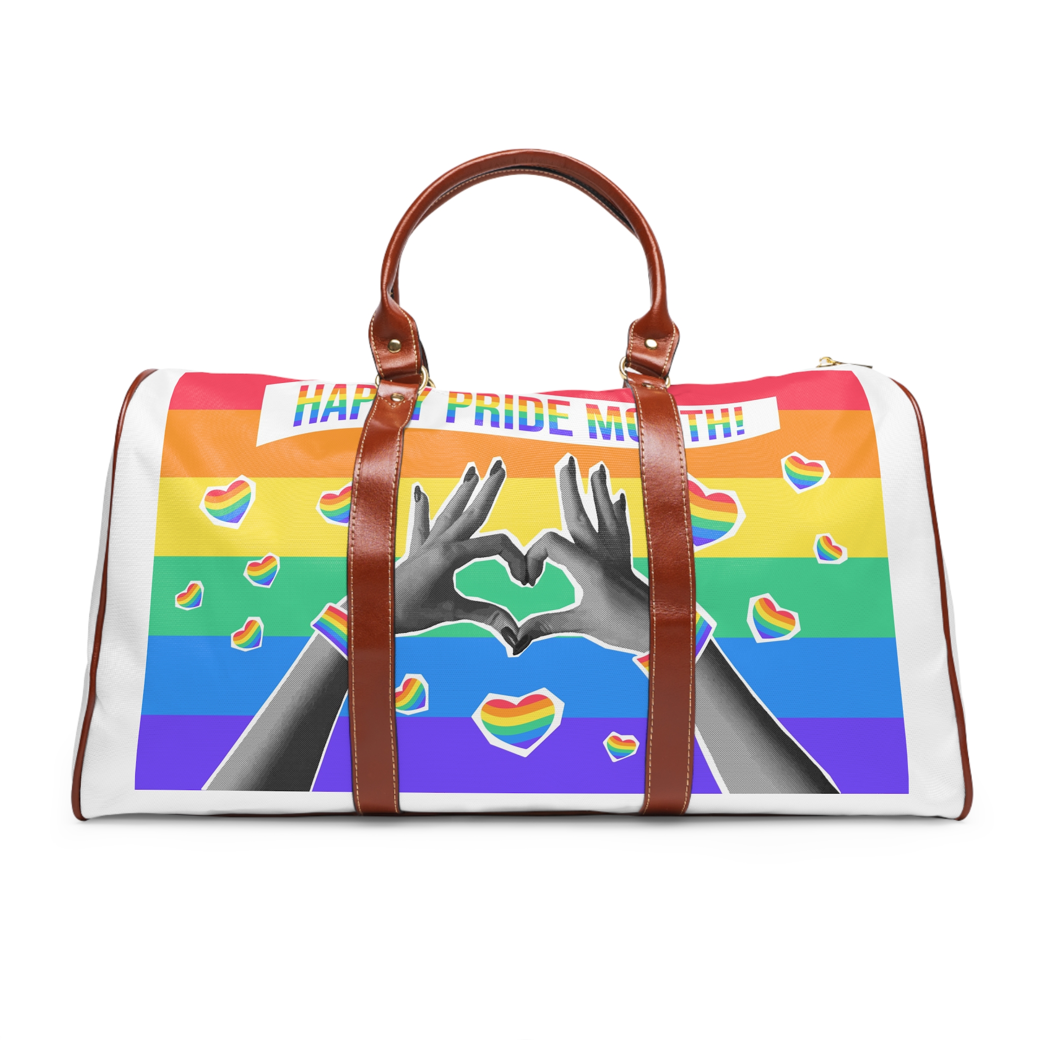 Lgbtq Pride Month Card Y2k Style Trendy Retro Collage Halftone Hands Waterproof Travel Bag