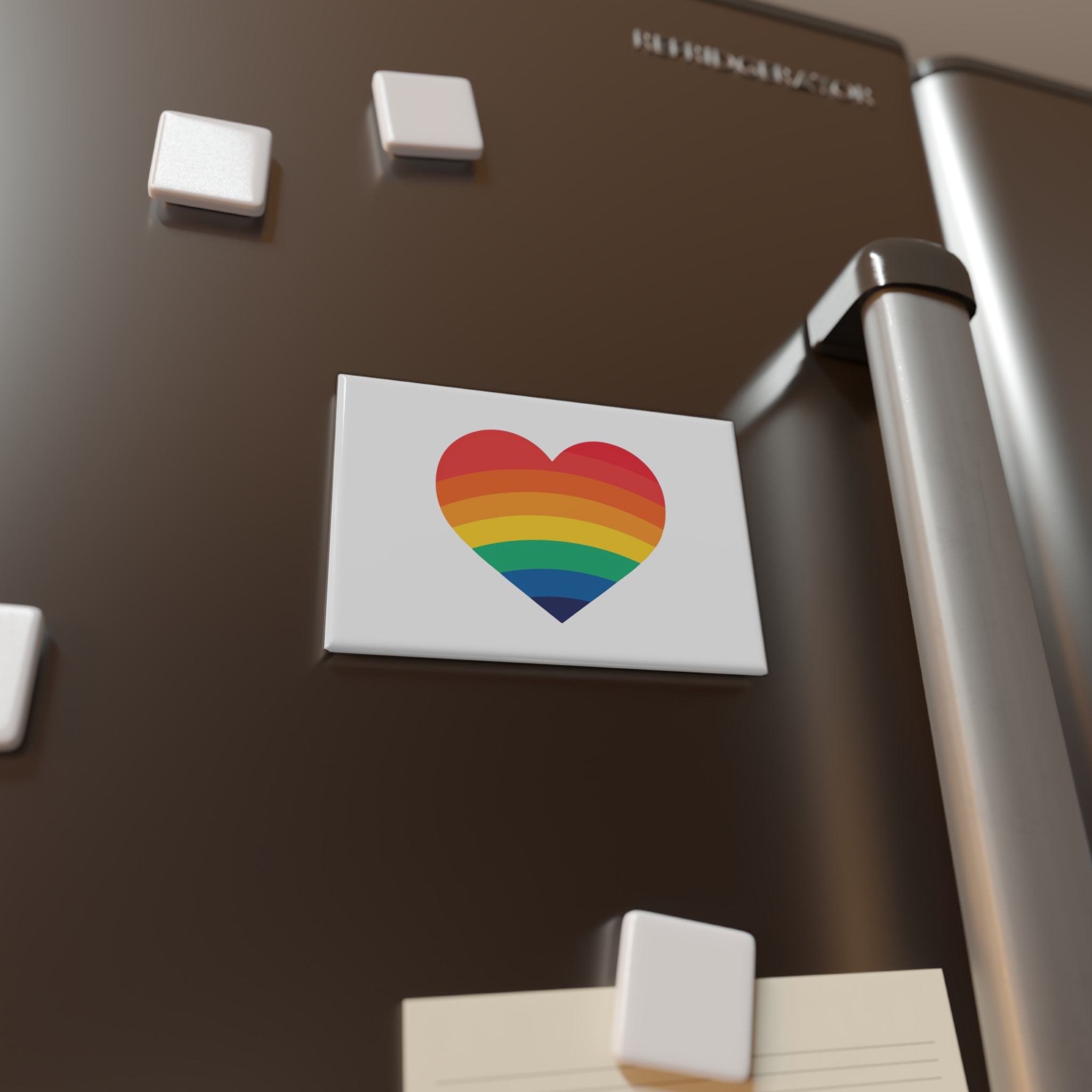 Pride Day Month Lgbt Heart With Rainbow Colors Button Magnet Rectangle 1 And 10 Pcs - Image 8