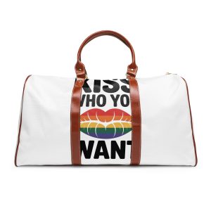 Kiss Who You Want T Shirt Design Isolated White Background 3 Waterproof Travel Bag
