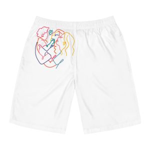 Lesbian Family Clipart Lgbtq Line Portrait Illustration Vector Mens Board Shorts Aop