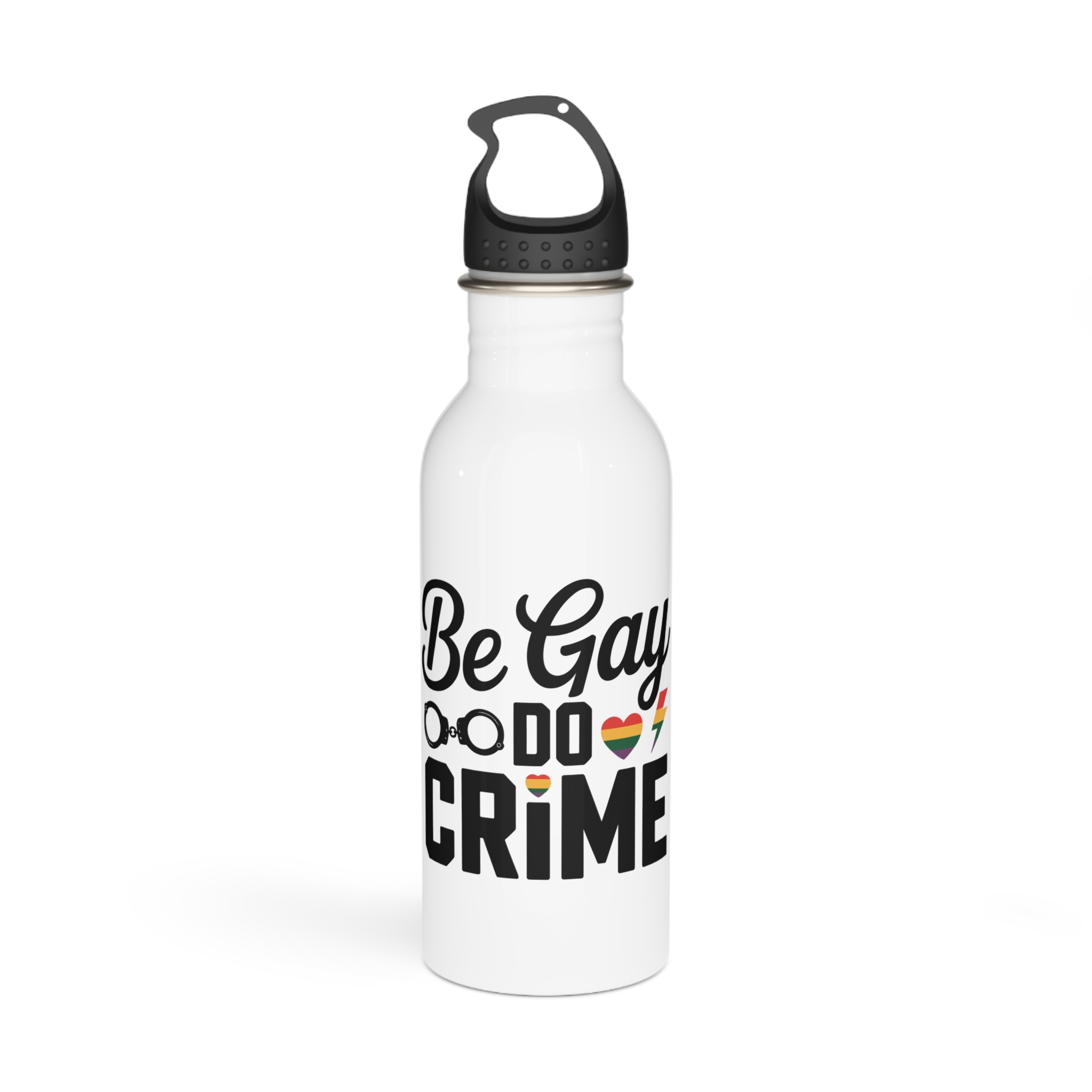 Be Gay Crime T Shirt Design Isolated White Background Stainless Steel Water Bottle