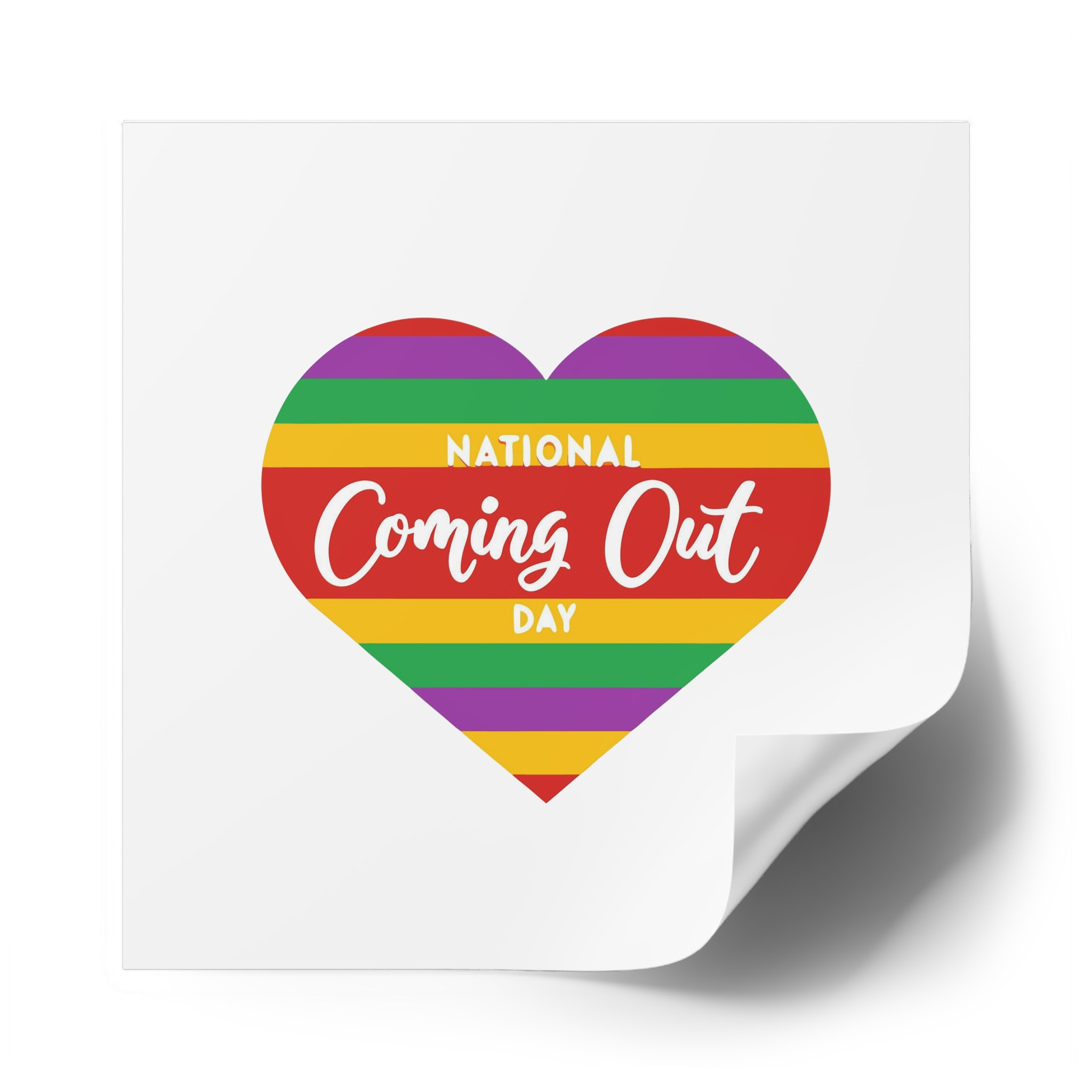 National Coming Out Day Rainbow Heart With Text Pride Lgbtq Laminate Stickers Square - Image 58