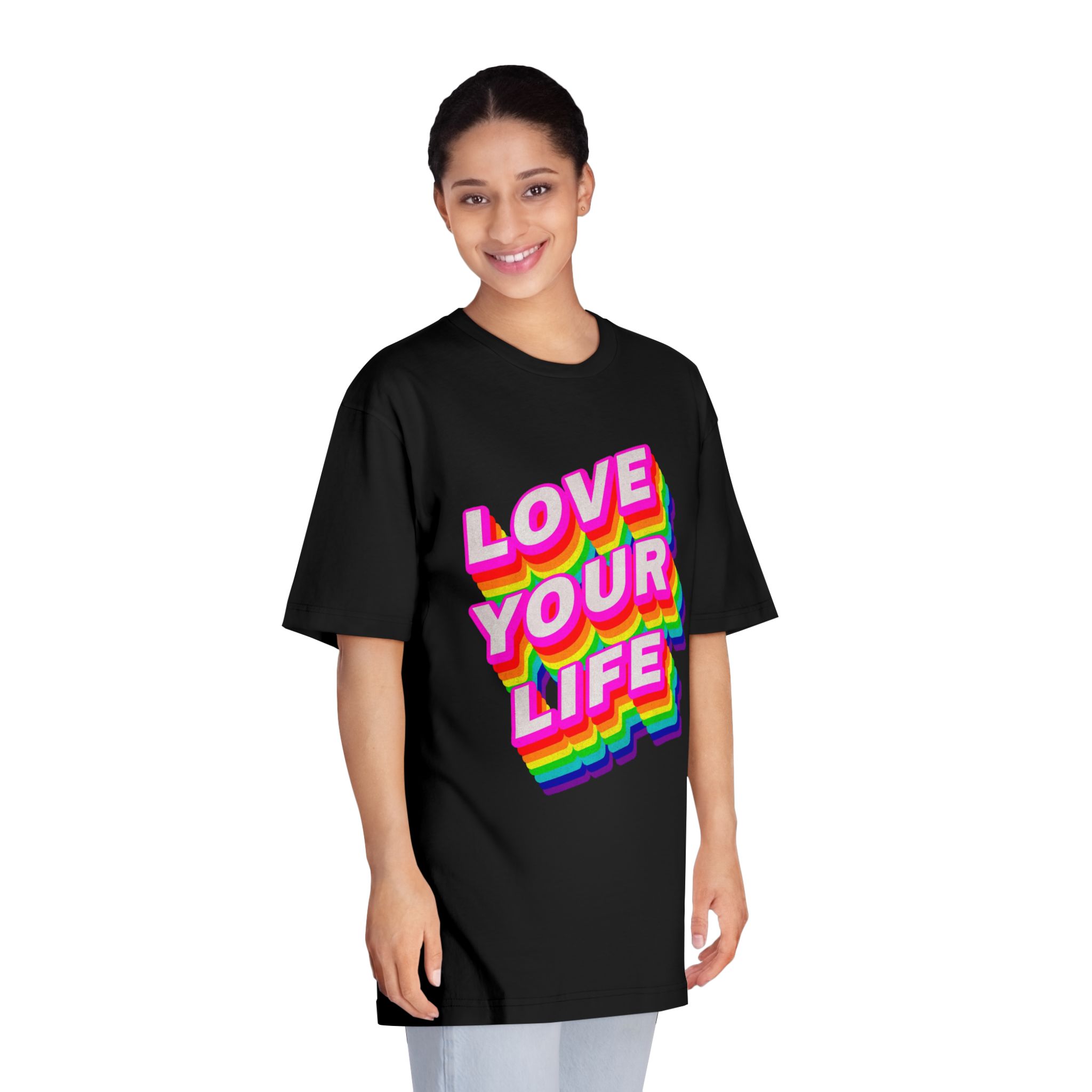Rainbow Word Love Your Life Typography Design Element - Unisex Classic Crewneck T Shirt - Image 7