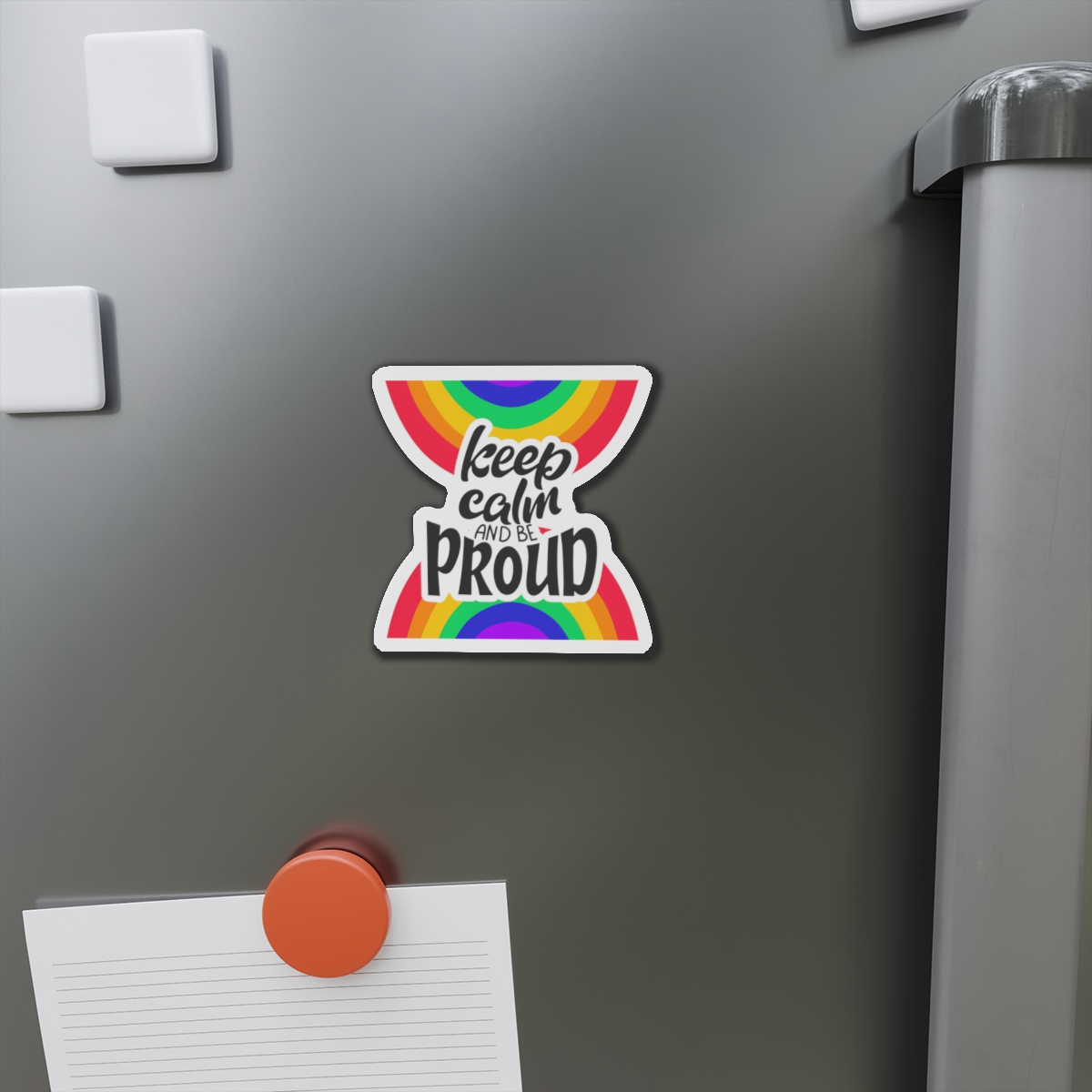 Keep Calm Be Proud Lgbt Lettering Quote Pride Poster Concept With Colorful Rainbow Vector Die Cut Magnets - Image 5