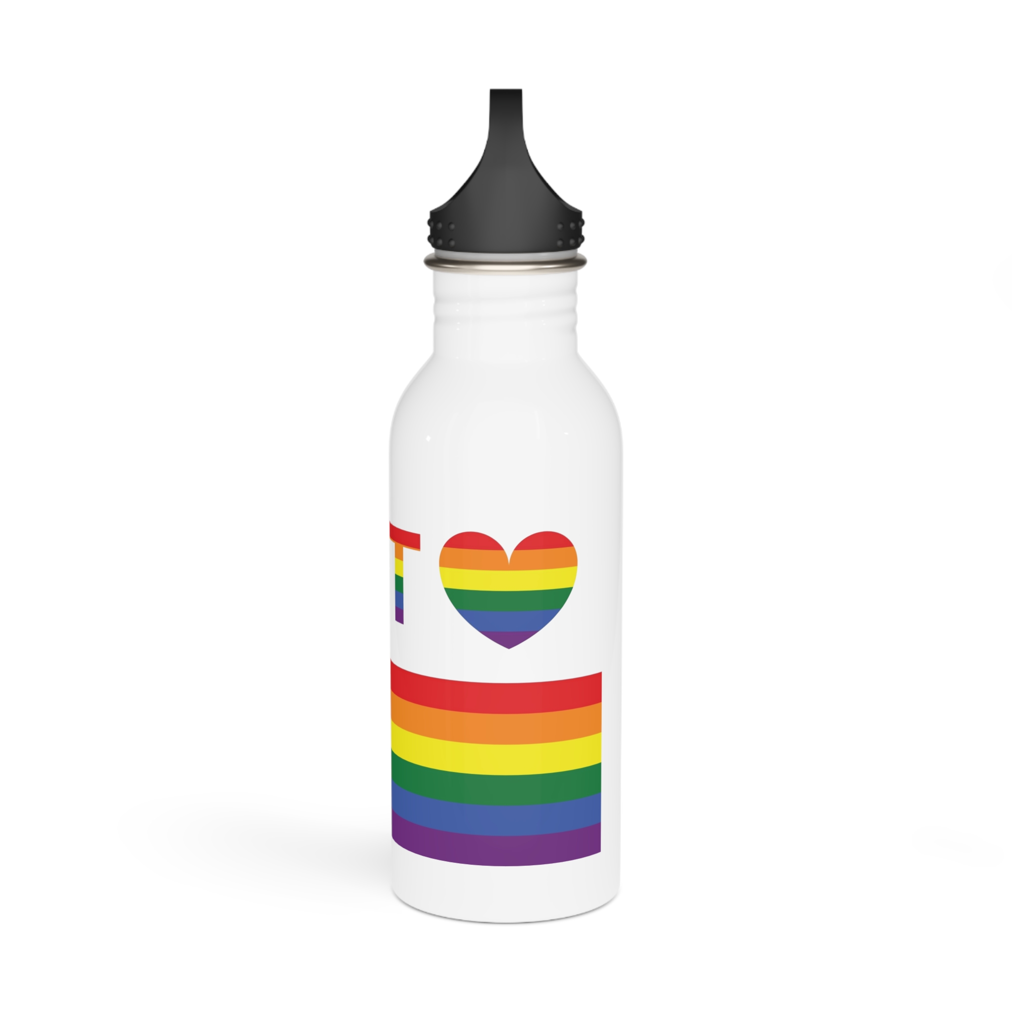 Lgbt Word Text Letter With Heart Rainbow Color Flag Isolated White Background Vector Illustration Stainless Steel Water Bottle - Image 4