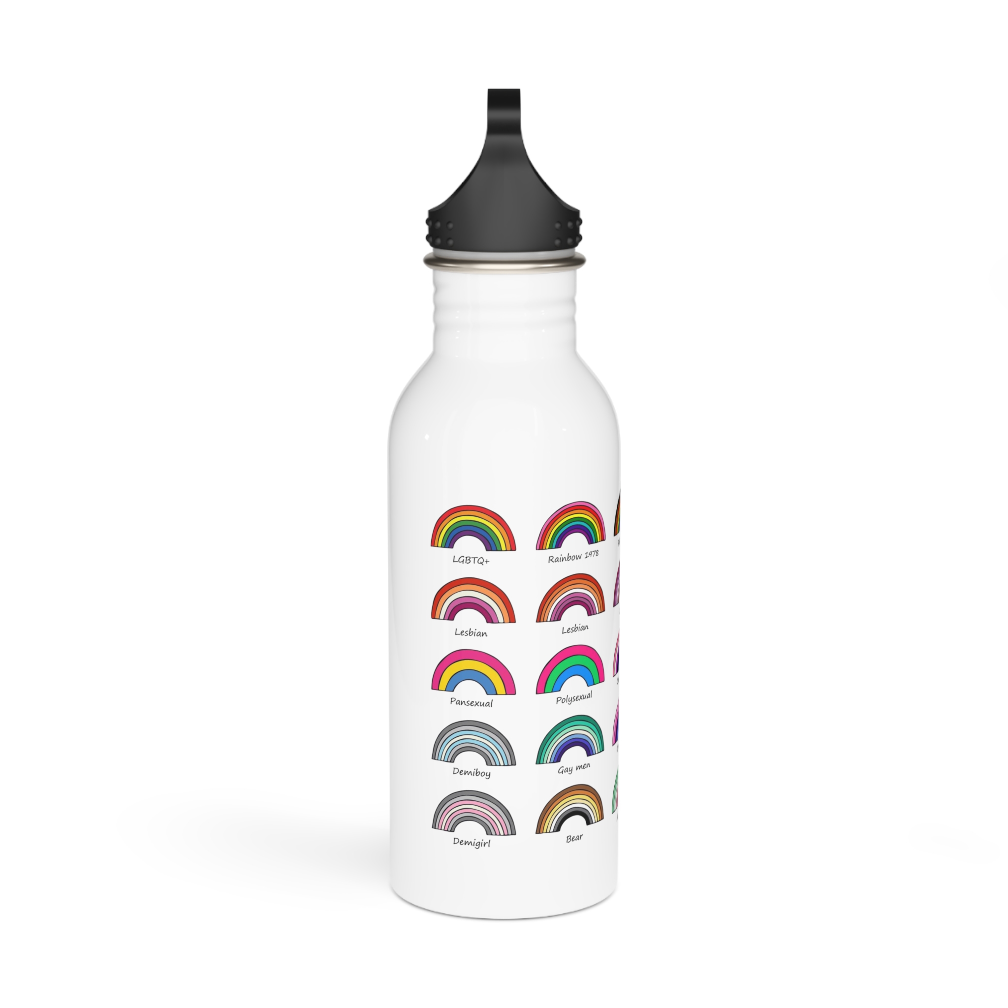 Set Colorful Lgbtq Pride Flag Rainbows Gender Equality Sexual Identity Pride Flags Collection Lgbtqia Community Pride Month Stainless Steel Water Bottle - Image 2
