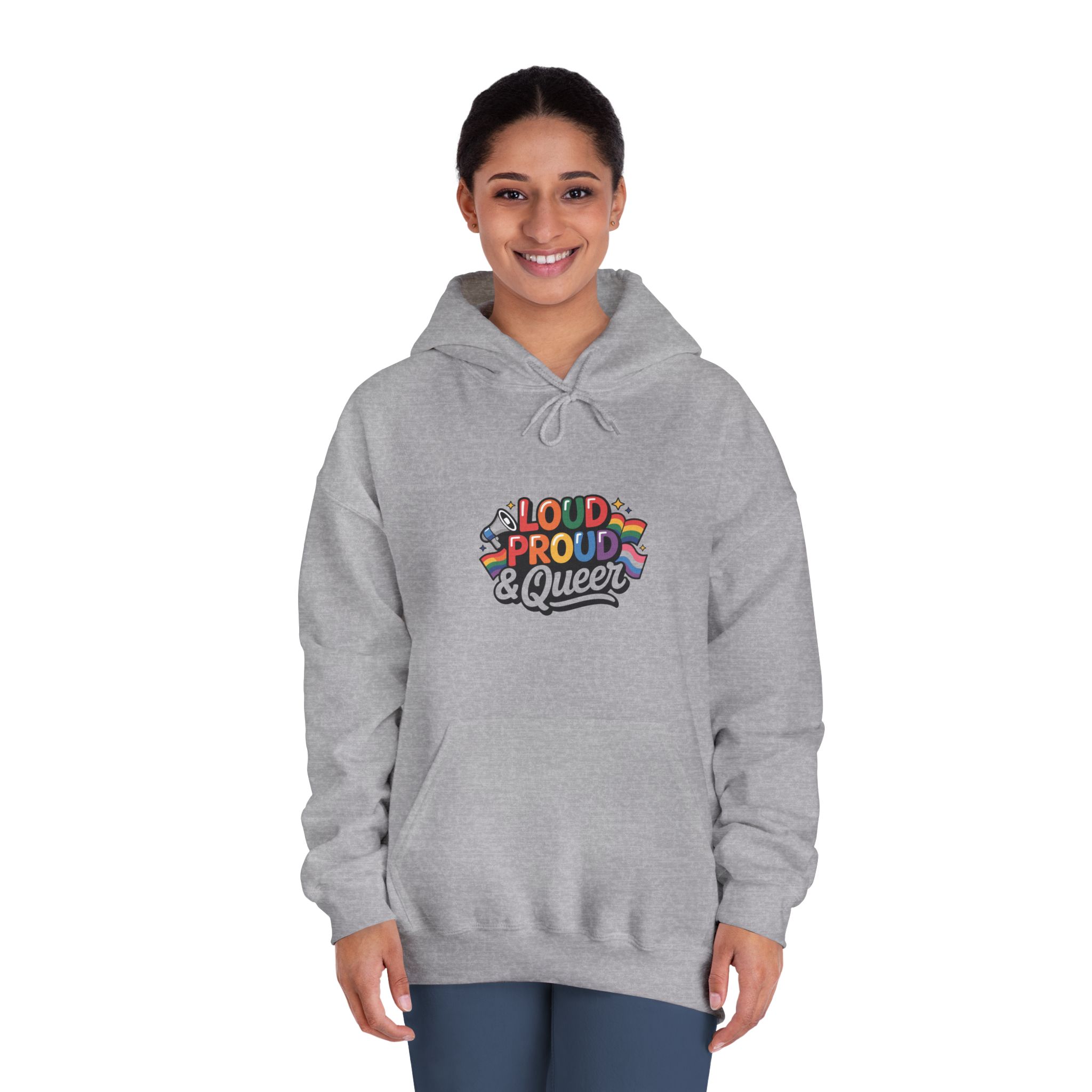 Loud Proud Queer T Shirt Design Isolated White Background 3 Unisex Dryblend Hooded Sweatshirt - Image 16