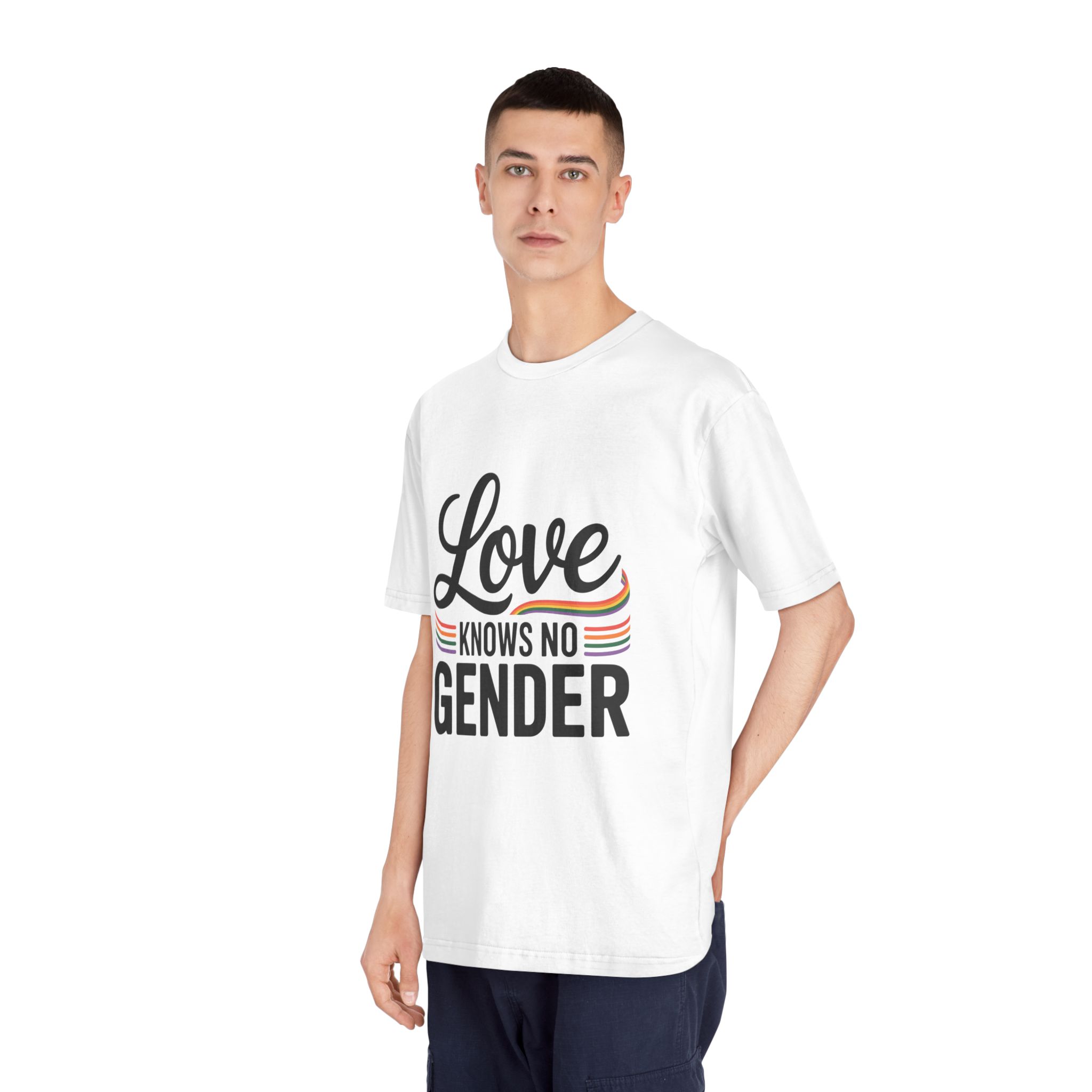 Love Knows No Gender T Shirt Design Isolated White Background 2 - Unisex Classic Crewneck T Shirt - Image 4