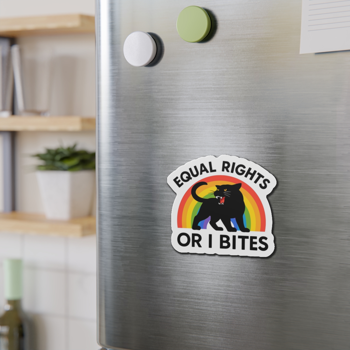 Comfort Colors Equal Rights I Bites Rainbow Cat Die Cut Magnets - Image 9