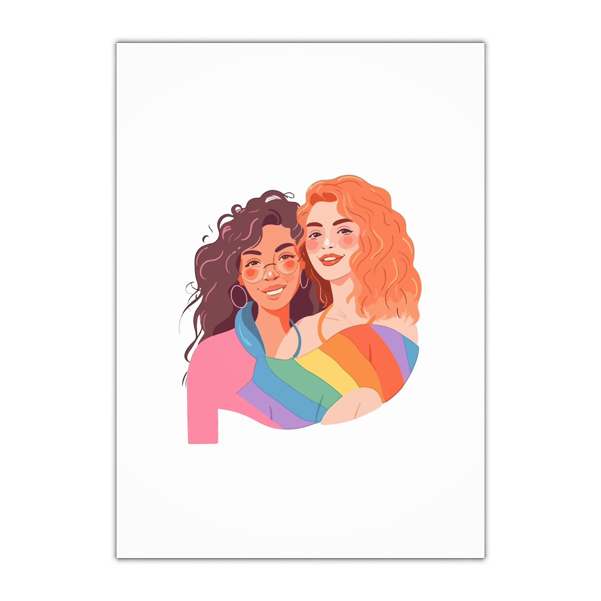 Portrait Lesbian Couple With Rainbow Flag Concept Lgbtq Illustration Couple Gift Wrapping Paper Sheets 1pc