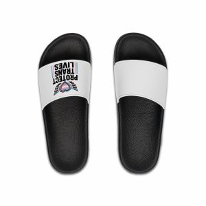 Protect Trans Lives T Shirt Design Isolated White Background 2 Mens Slide Sandals