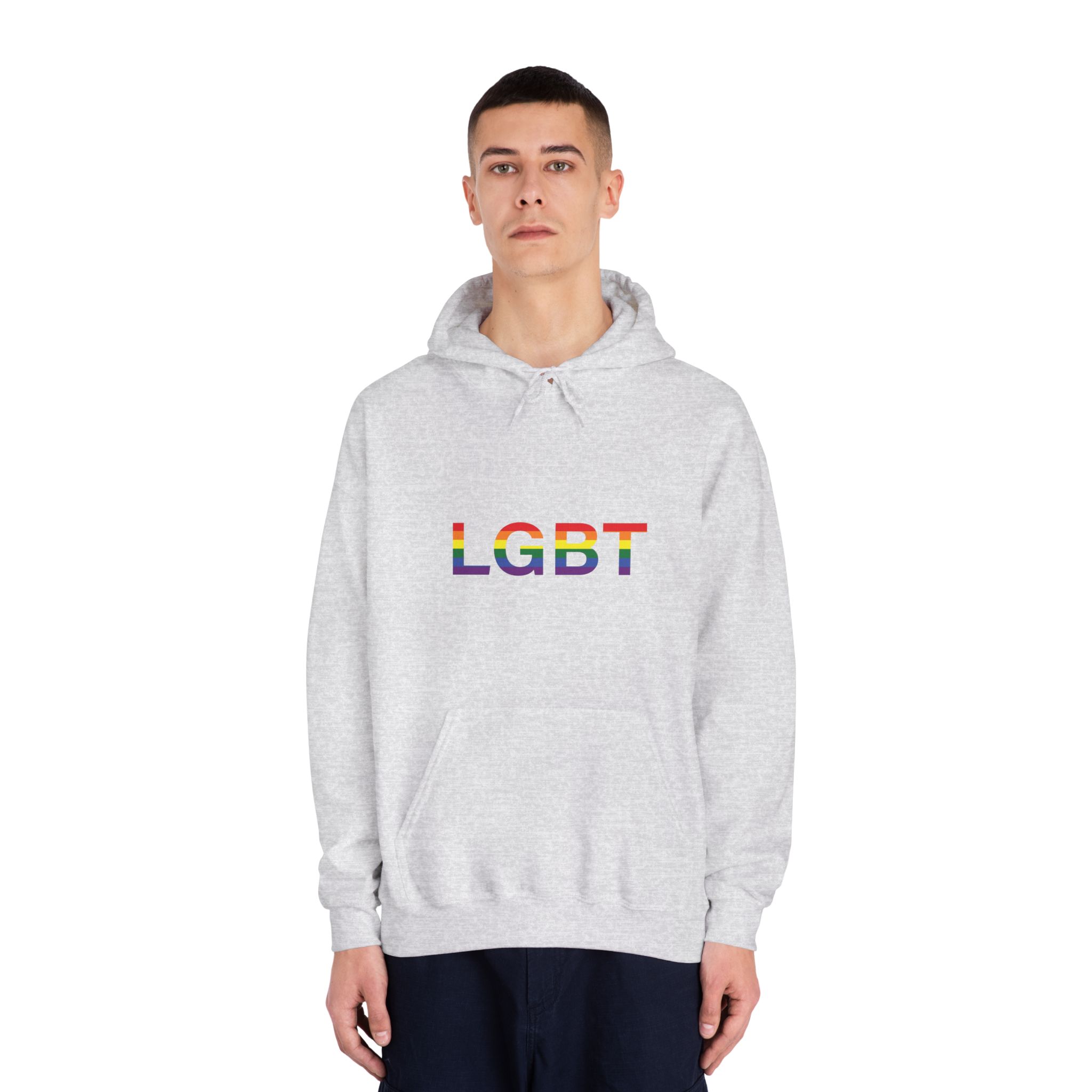 Lgbt Word Text Letter Rainbow Color Flag Isolated White Background Vector Illustration Unisex Dryblend Hooded Sweatshirt - Image 7