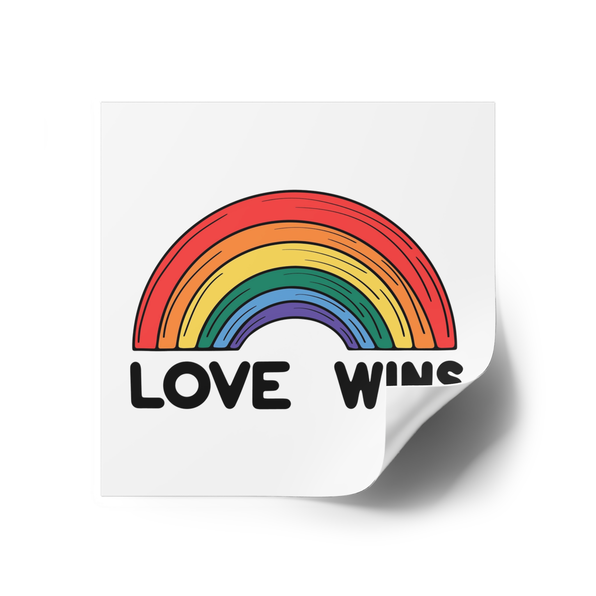 Love Wins Rainbow Pride Illustration Laminate Stickers Square - Image 26