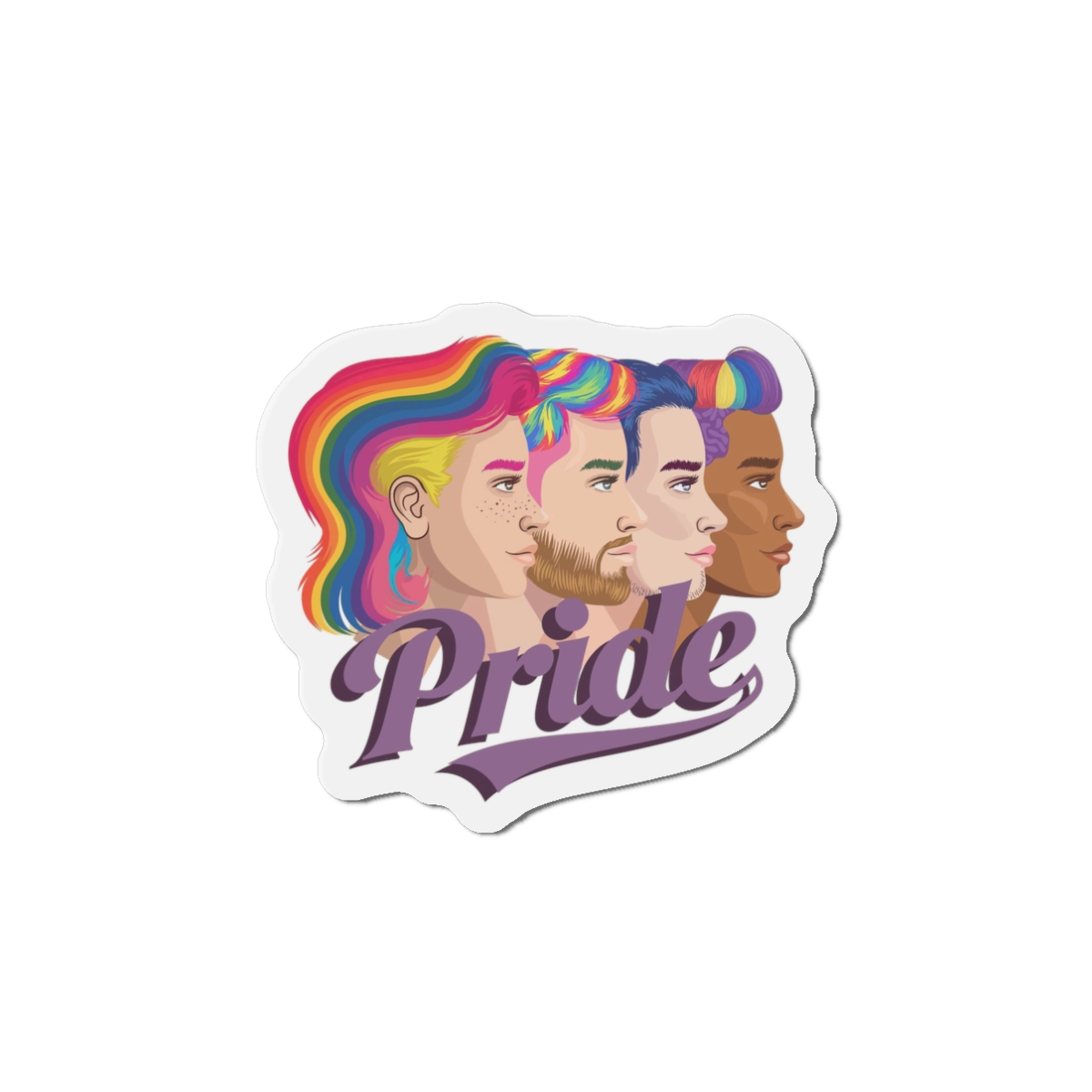 Vector Illustration Four Side Profiles Lgbtq Individuals With Vibrant Hair Colors Die Cut Magnets - Image 4