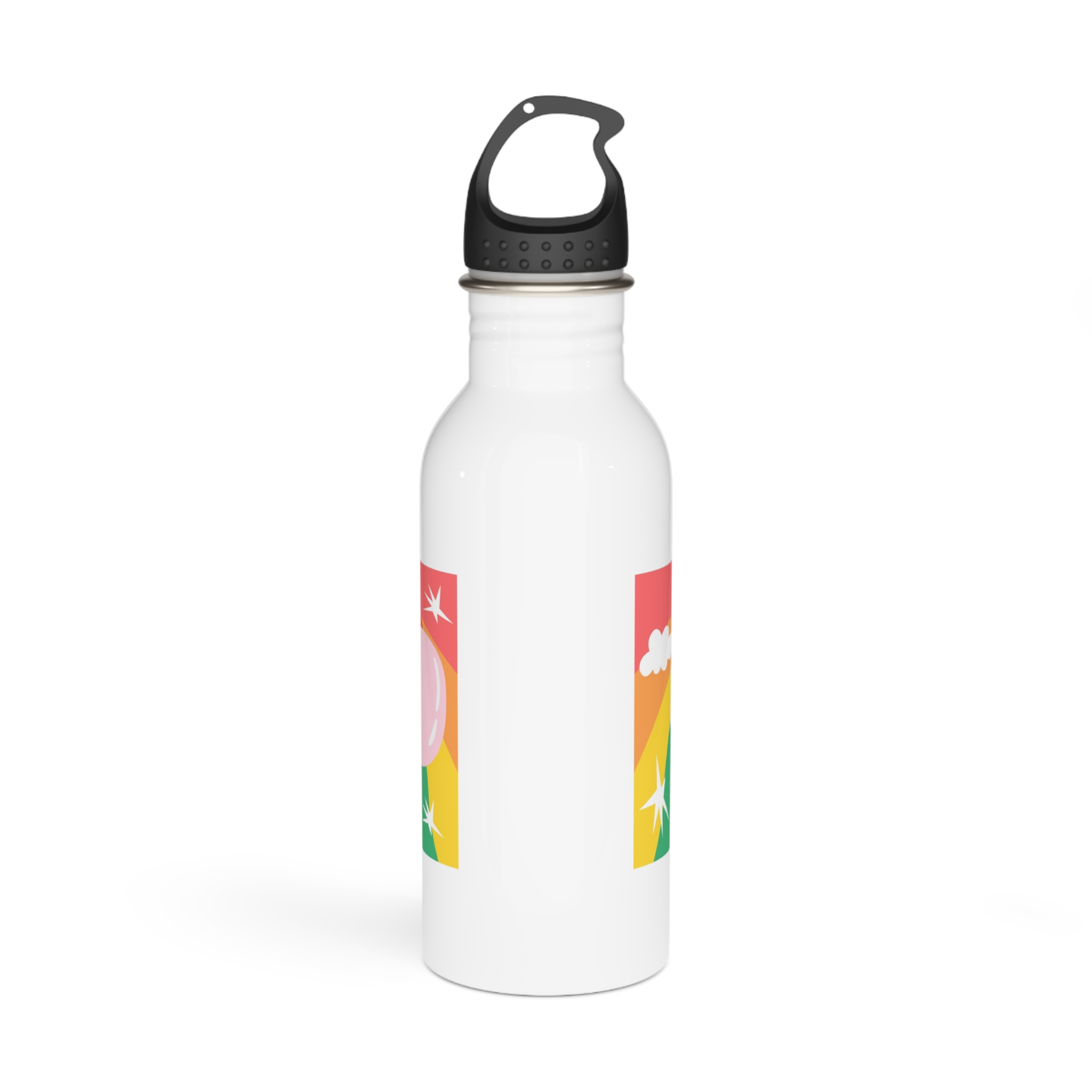 Lgbt Festive Cartoon Groovy Banner Retro 90s Style Love Freedom Concept Stainless Steel Water Bottle - Image 3