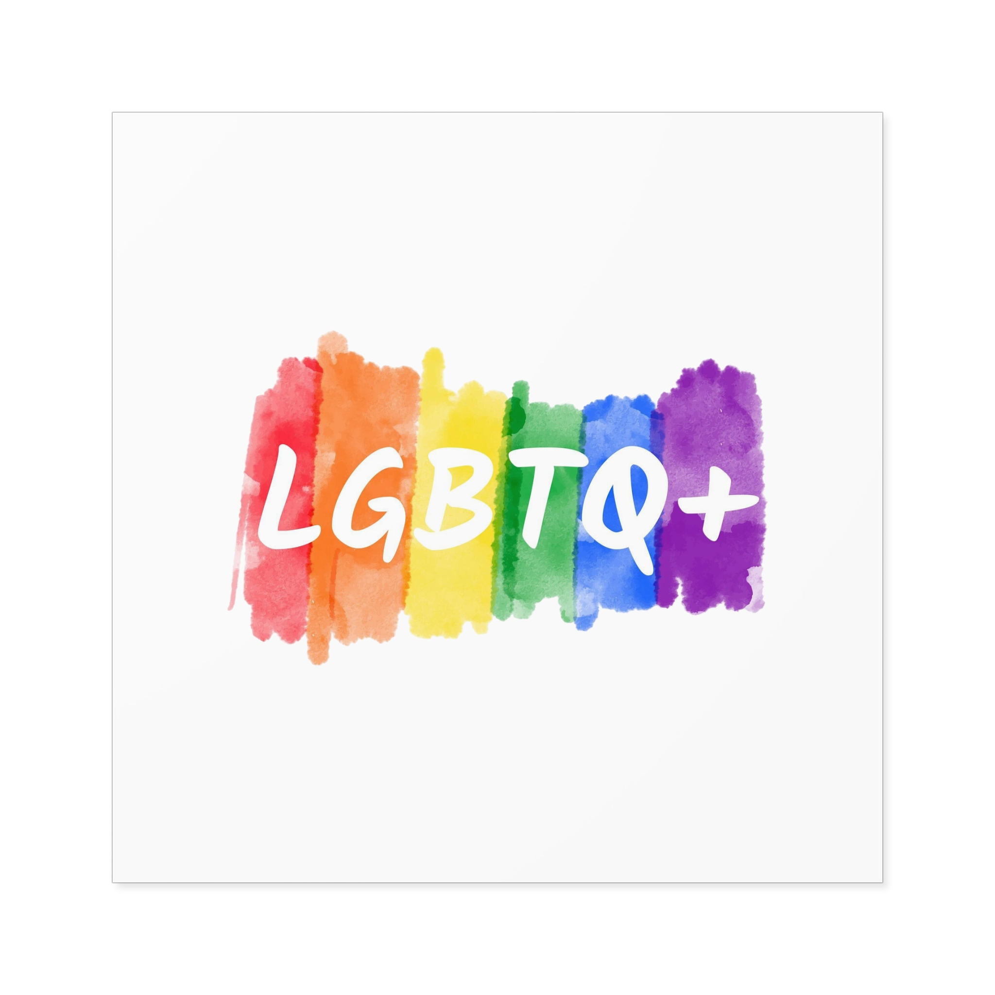 Lgbtq Logo Lettering Text Vector Rainbow Watercolor Paint Textured Colorful Stripes Laminate Stickers Square - Image 49