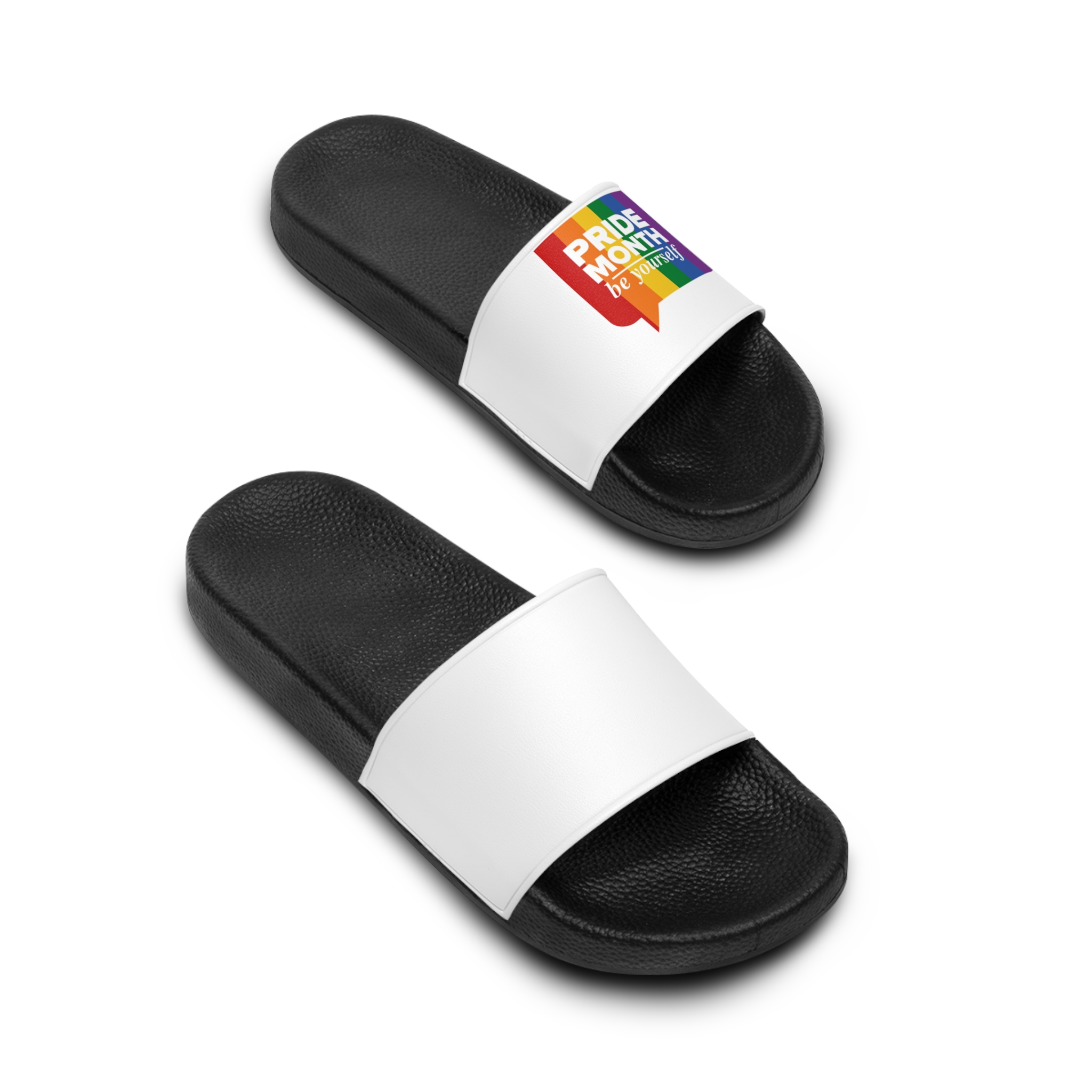 Lgbt Pride Month June Lgbt Flag Rainbow Flag Love Concept Vector Illustration Poster (1) Mens Slide Sandals - Image 4