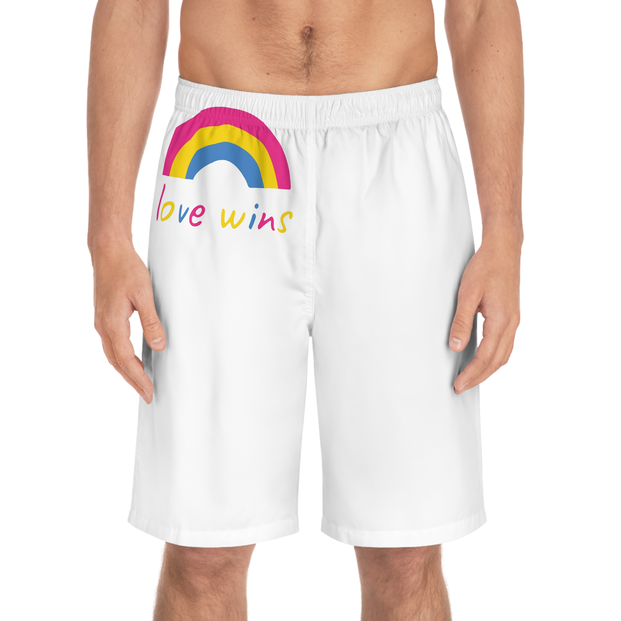 Colorful Rainbow Shape Pansexual Pride Flag Happy Pride Day Lgbtqia Community Pride Month Vector Hand Drawn Doodle Posters Stickers Logo Cards Mens Board Shorts Aop - Image 3