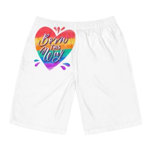 Hand Painted Watercolor Pride Day Lettering Mens Board Shorts Aop