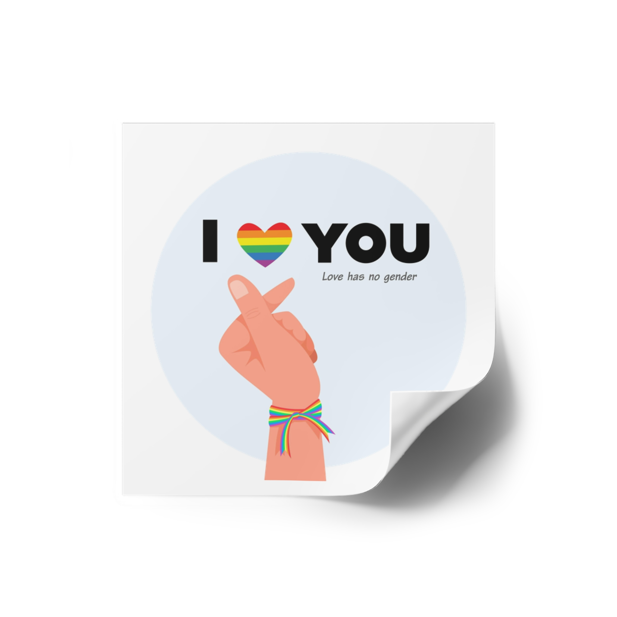 Inspirational Homosexual Pride Poster With Rainbow Heart Laminate Stickers Square - Image 2