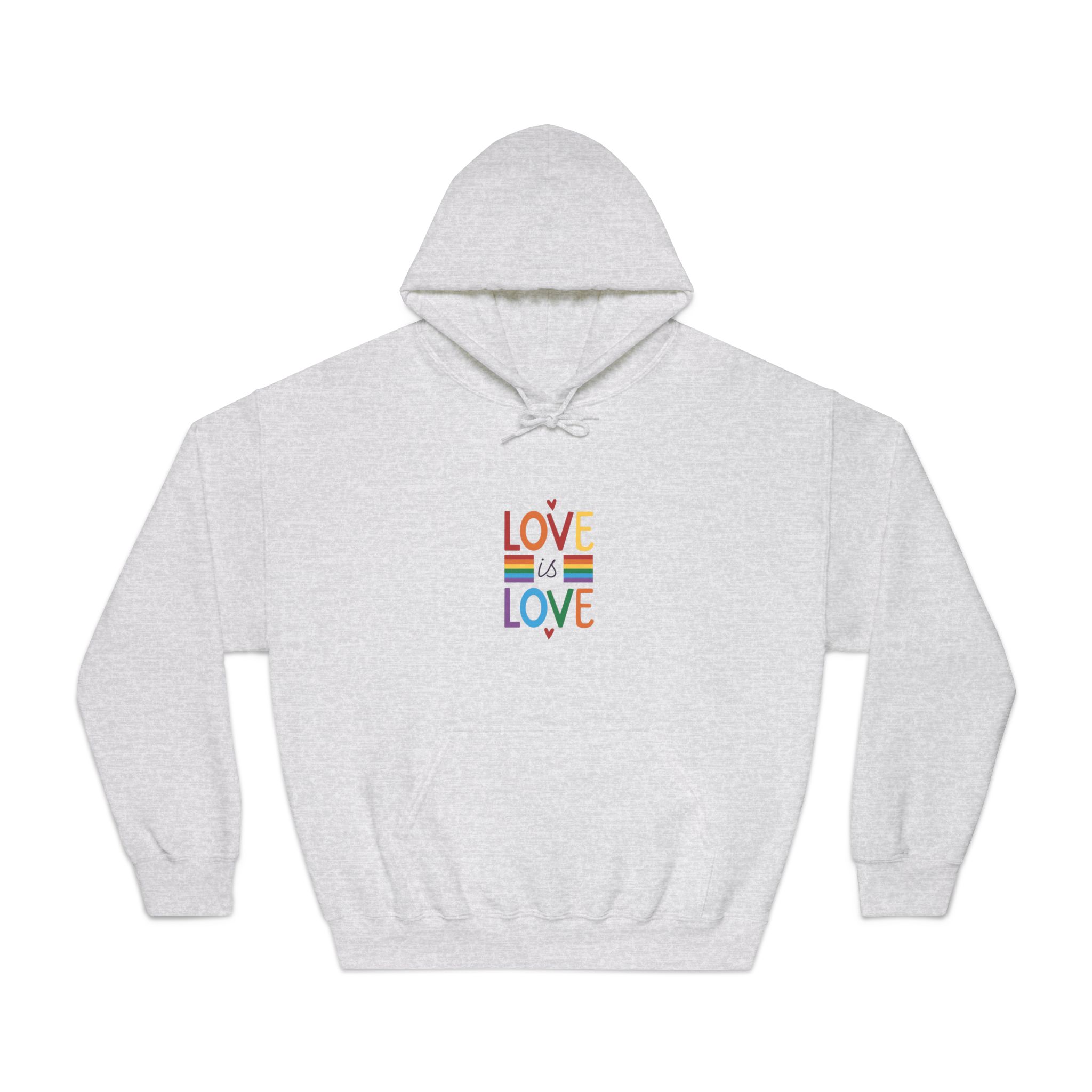 Love Is Love Colorful Typography With Rainbow Stripes Lgbt Pride Message Vector Unisex Dryblend Hooded Sweatshirt - Image 5