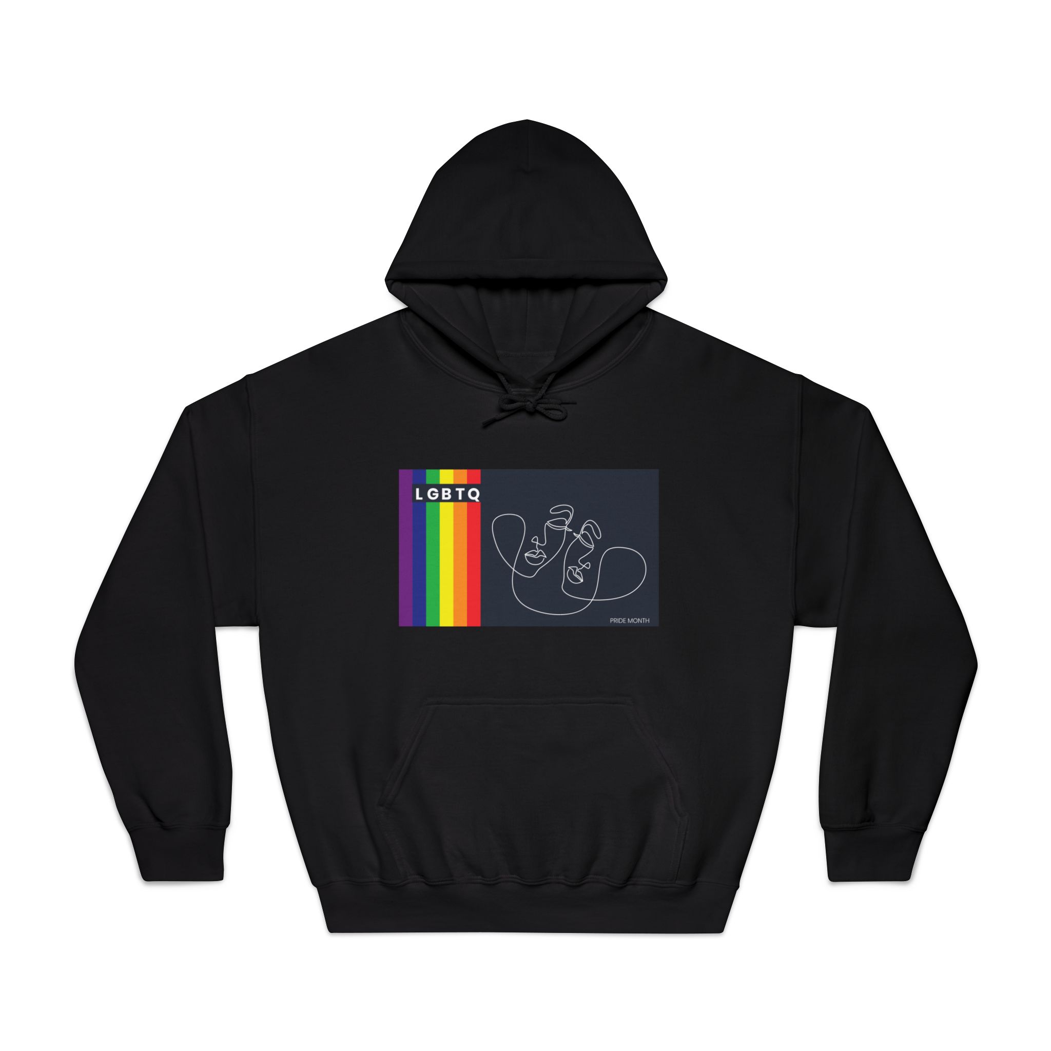 Lgbtq Pride Month Color Flag Dark Background With Female Couple Line Are Vector Illustration Unisex Dryblend Hooded Sweatshirt - Image 9