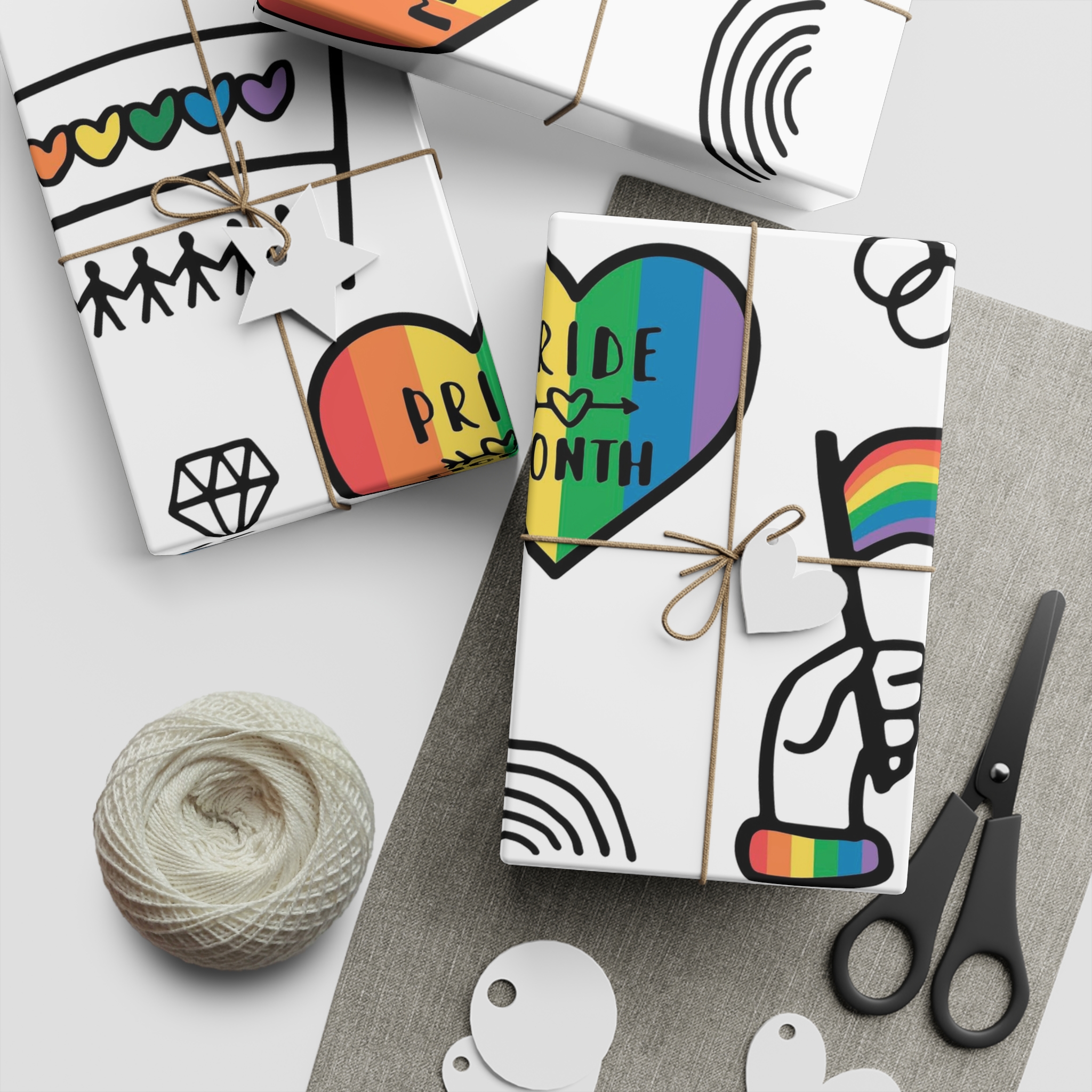 Lgbt Doodle Set Rainbow Flag Pride Month Vector Illustration Gift Wrapping Paper Sheets 1pc - Image 2