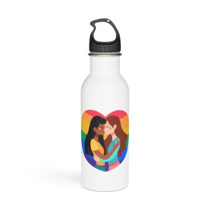 Lesbian Couple Kiss Hand Drawn Style Stainless Steel Water Bottle