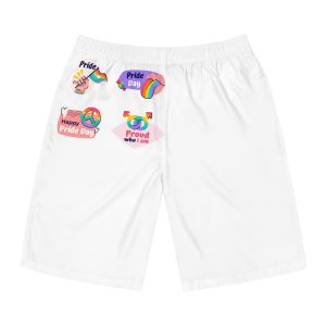 Flat Labels Collection Pride Month Celebration Mens Board Shorts Aop