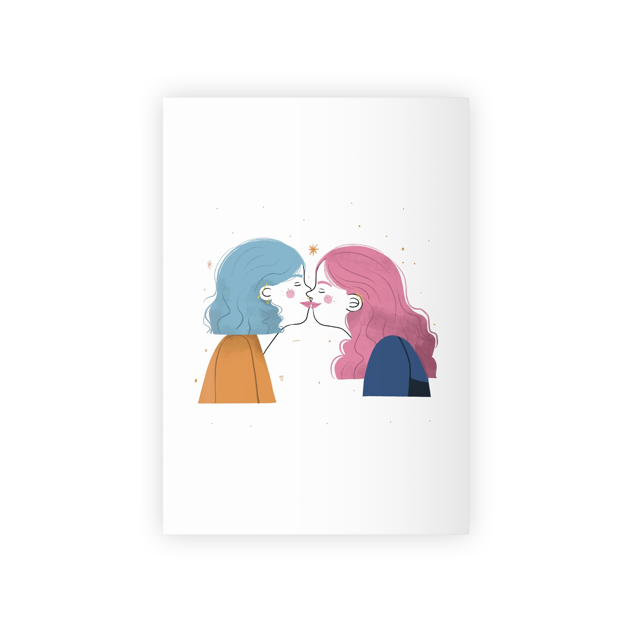 Hand Drawn Affectionate Lesbian Kiss Gift Wrapping Paper Rolls 1pc