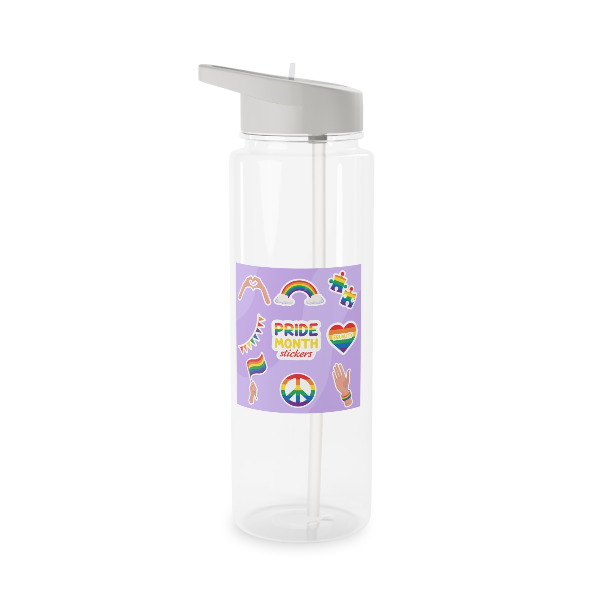 Pride Month Cute Stickers Lgbtq Rainbow Flag Flat Illustrations Tritan Water Bottle - Image 5