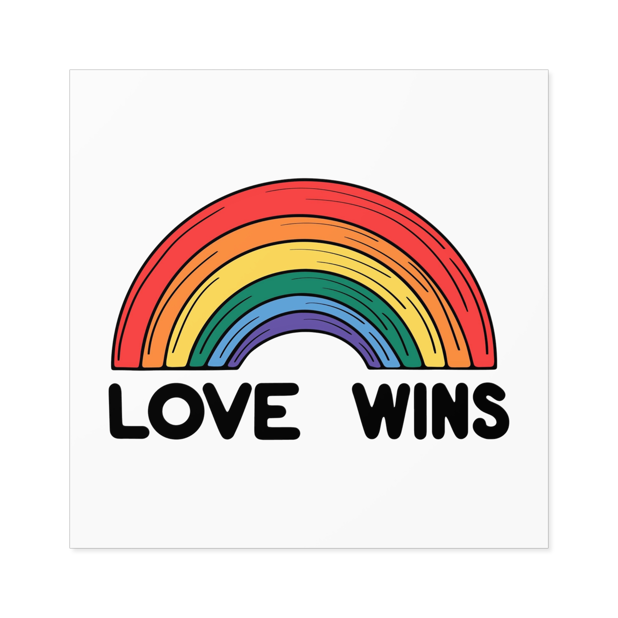 Love Wins Rainbow Pride Illustration Laminate Stickers Square - Image 33