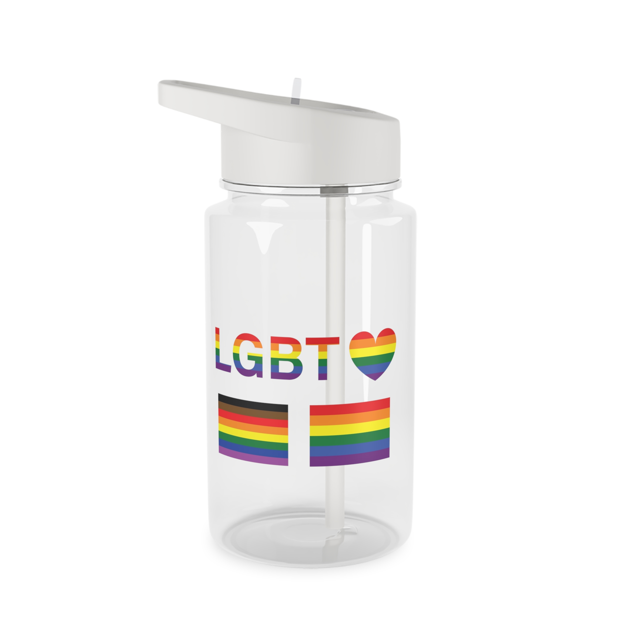 Lgbt Word Text Letter With Heart Rainbow Color Flag Isolated White Background Vector Illustrati Tritan Water Bottle