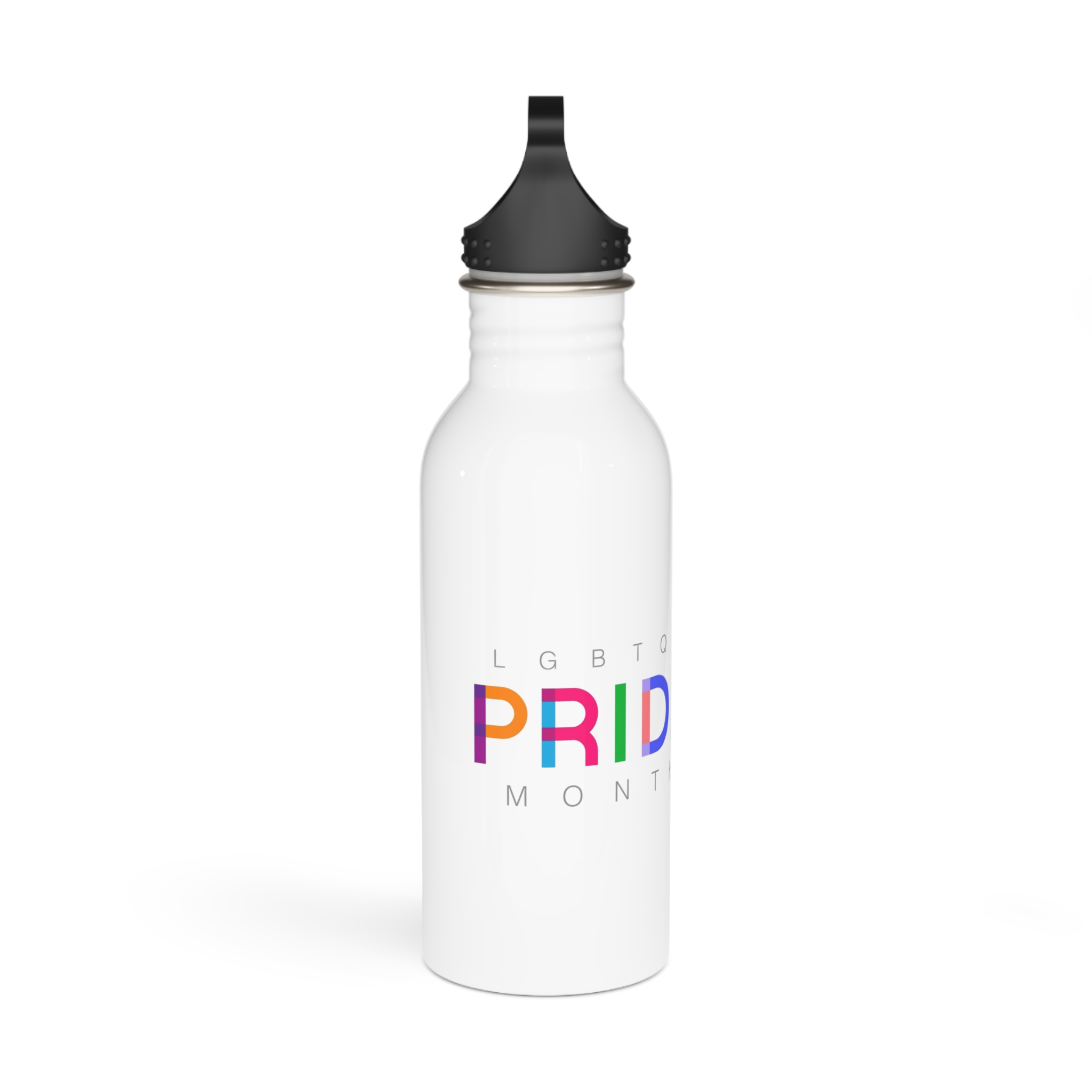 Pride Month Lgbtq Banner Gay Pride Month Rainbow Color Flat Design Hand Together Love Sign Typography Stainless Steel Water Bottle - Image 2