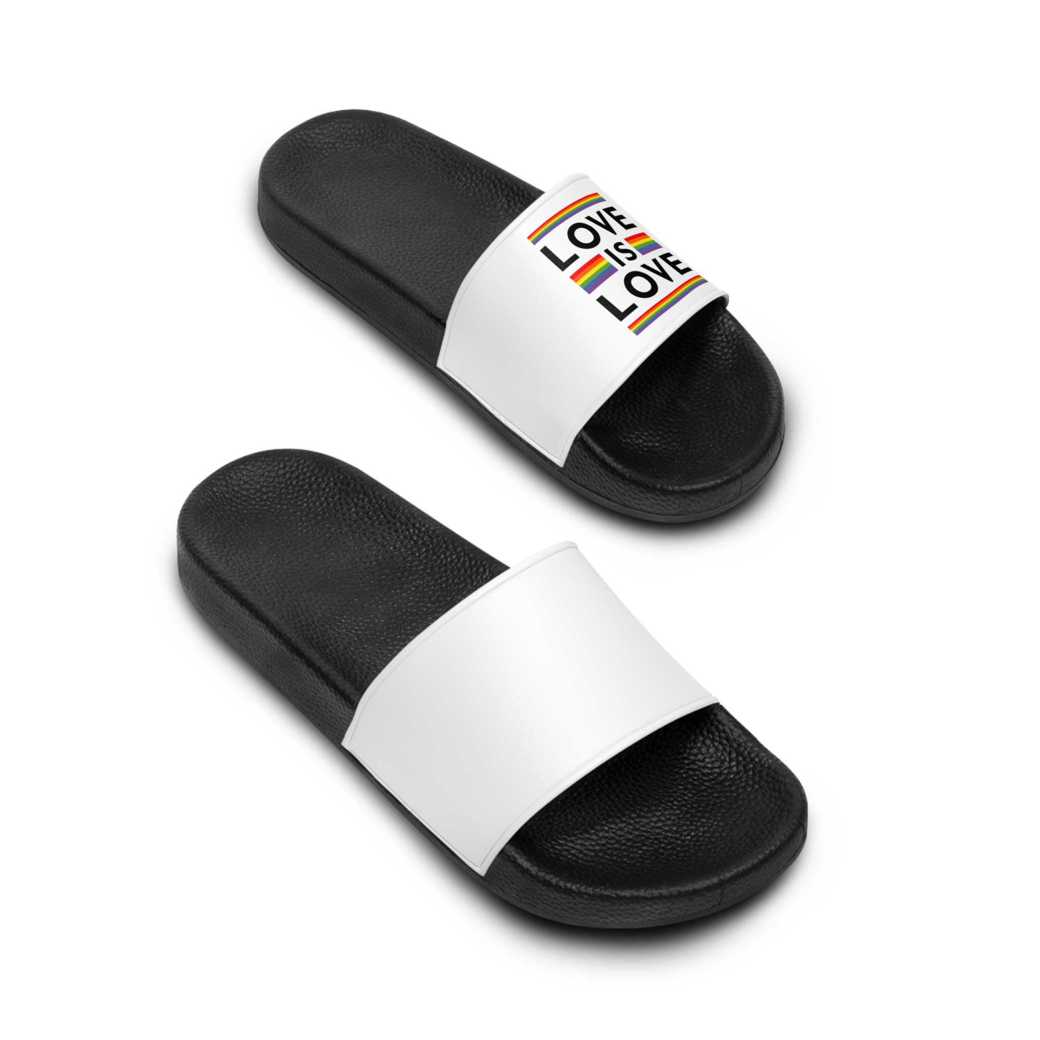 Love Is Love Lgbt Flag Symbol Pride Month Symbol Mens Slide Sandals - Image 4