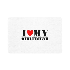 I Love My Girlfriend Typography Slogan T Shirt Printing Tee Graphic Design Vector Illustration Pet Food Mat 12x18