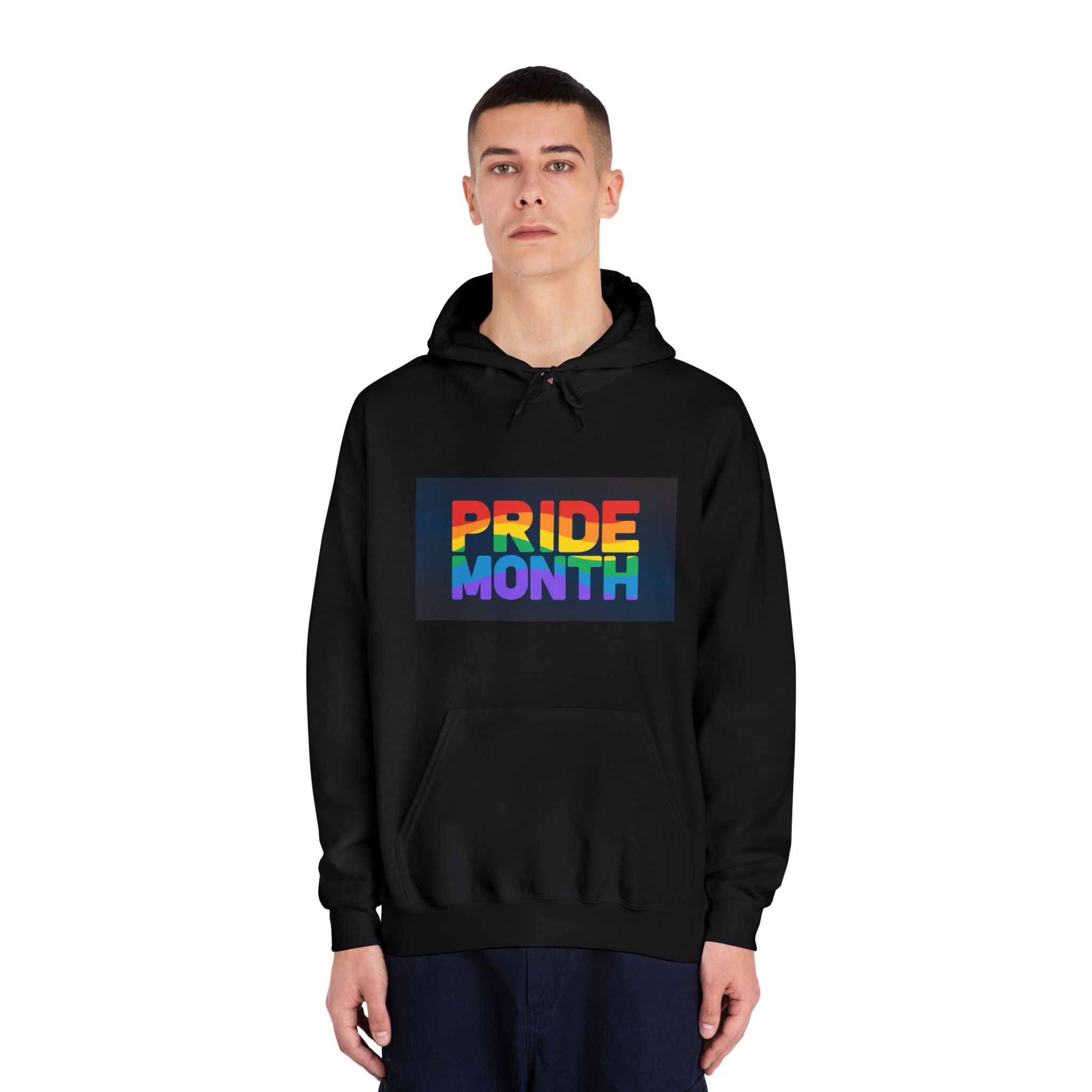 Lgbt Pride Rainbow Flag Lettering Banner Poster Social Media Pride Calligraphy With Unisex Dryblend Hooded Sweatshirt - Image 11