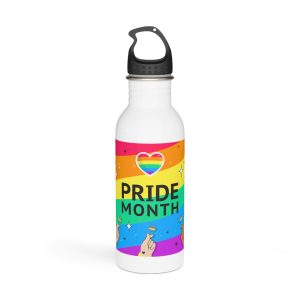 Pride Month Greeting Card Vector Illustration Hand Symbol Mini Heart Rainbow Flag Stainless Steel Water Bottle