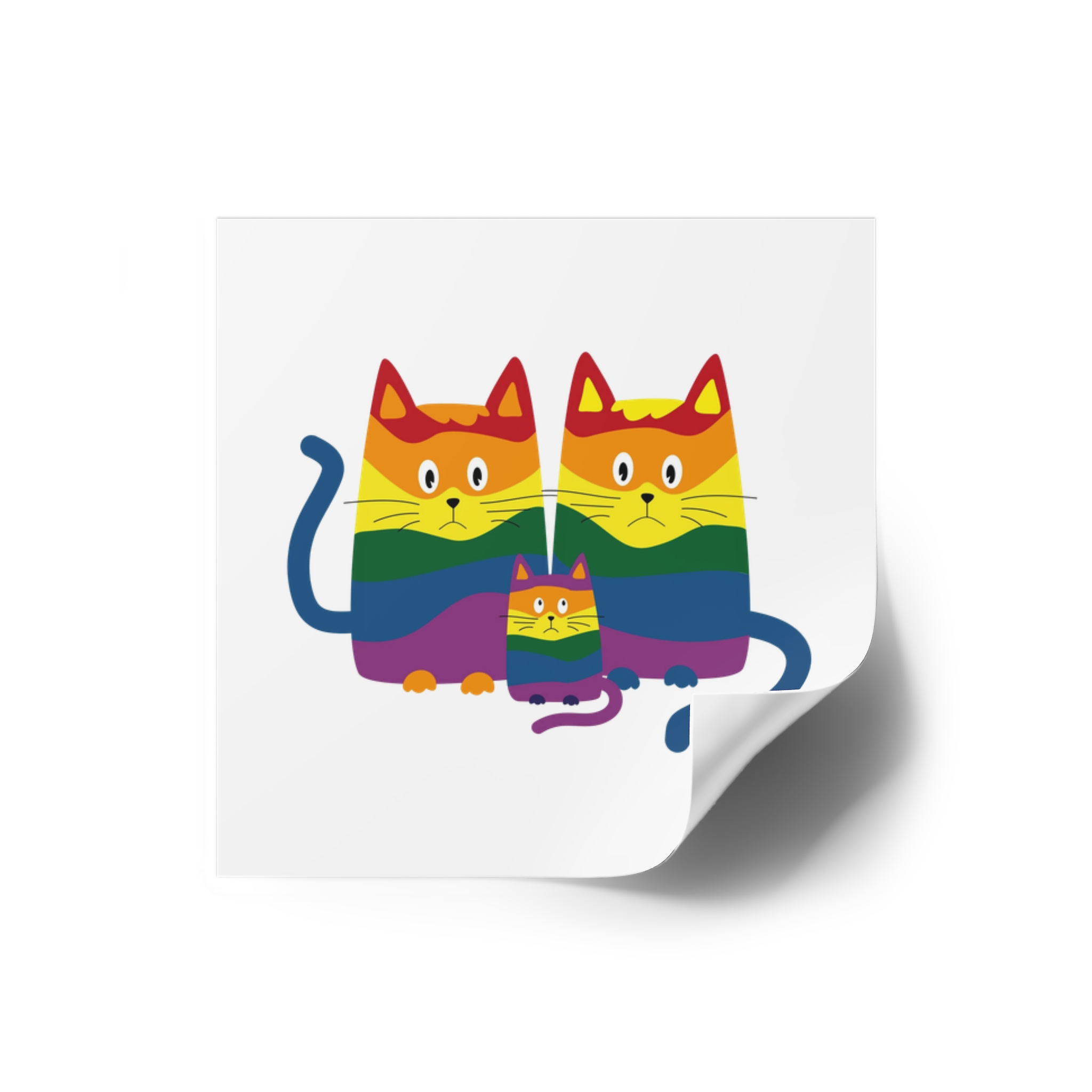 Lgbt Cats Samesex Love Like Everyone Else Cute Cartoon Cats Vector Copyspace Laminate Stickers Square - Image 2