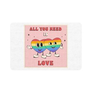 Lgbtq Pride Month Retro Groovy Poster Social Media Post Template With Rainbow Heart Pet Food Mat 12x18